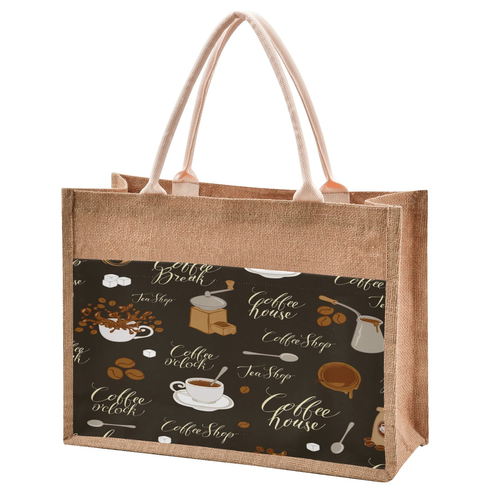 Eco-Friendly Jute Tote Bag - Waterproof Burlap Straw Grocery Shopping Bag for Coffee, Beach & Travel | Reusable & Durable for Daily Use, Market Trips & Picnics