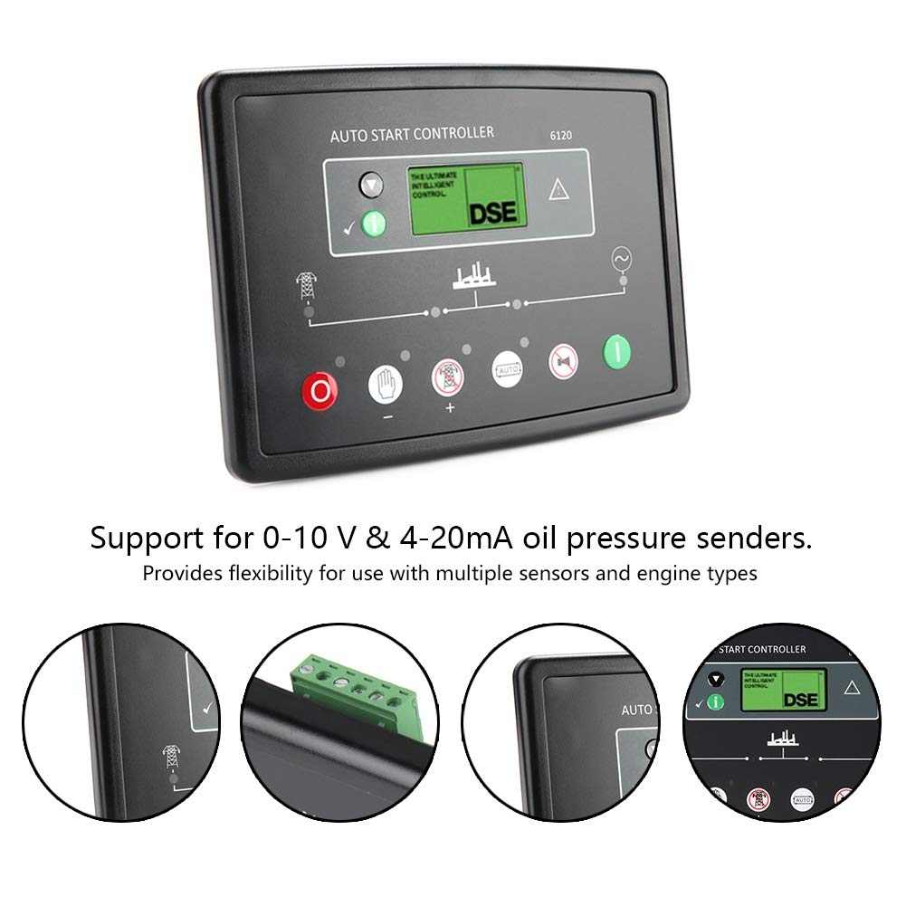 Oumefar DSE6120 Deep Sea Electronic Generator Controller Module 8V-35V LCD Display Power Control Panel - Reliable Generator Control for Home, Industrial and Marine Power Systems