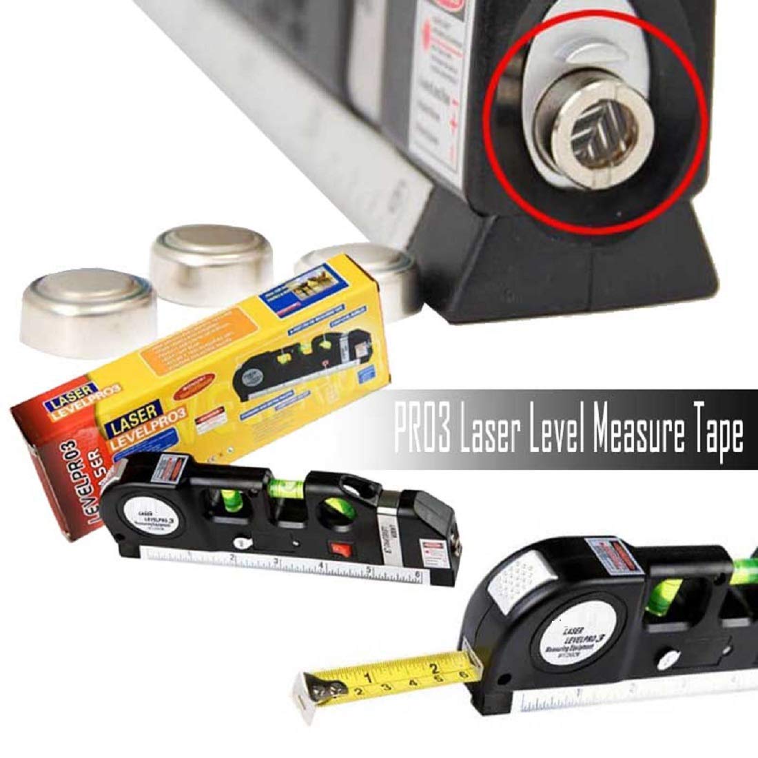 KARTCITY Multipurpose Laser Level - 360° Horizontal & Vertical Alignment with Bubble Vials & Measuring Tape - Perfect for Construction, DIY Projects, and Home Renovations