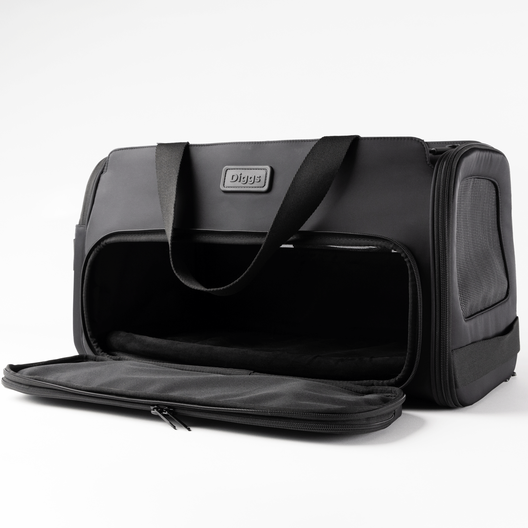 Diggs Passenger Travel Carrier for Dogs - Charcoal Pet Carrier for Airplane, Car & Travel | Safe & Comfortable Pet Transport for Small to Medium Dogs