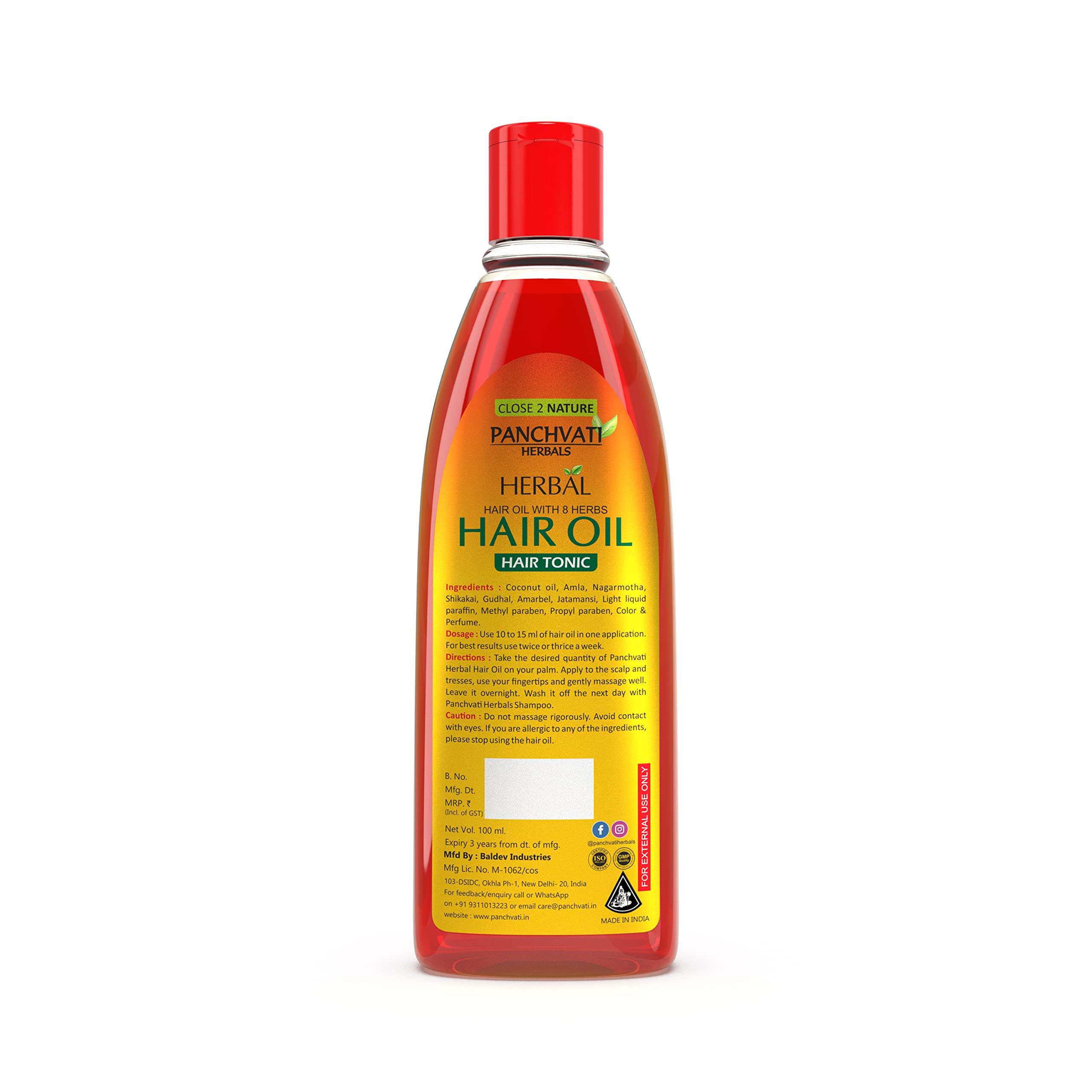 Panchvati Herbals Hair Oil for Hair Fall Control & Hair Growth - 100ml | Natural Ayurvedic Treatment for Thicker, Stronger Hair | Perfect for Daily Scalp Massage & Hair Care Routine