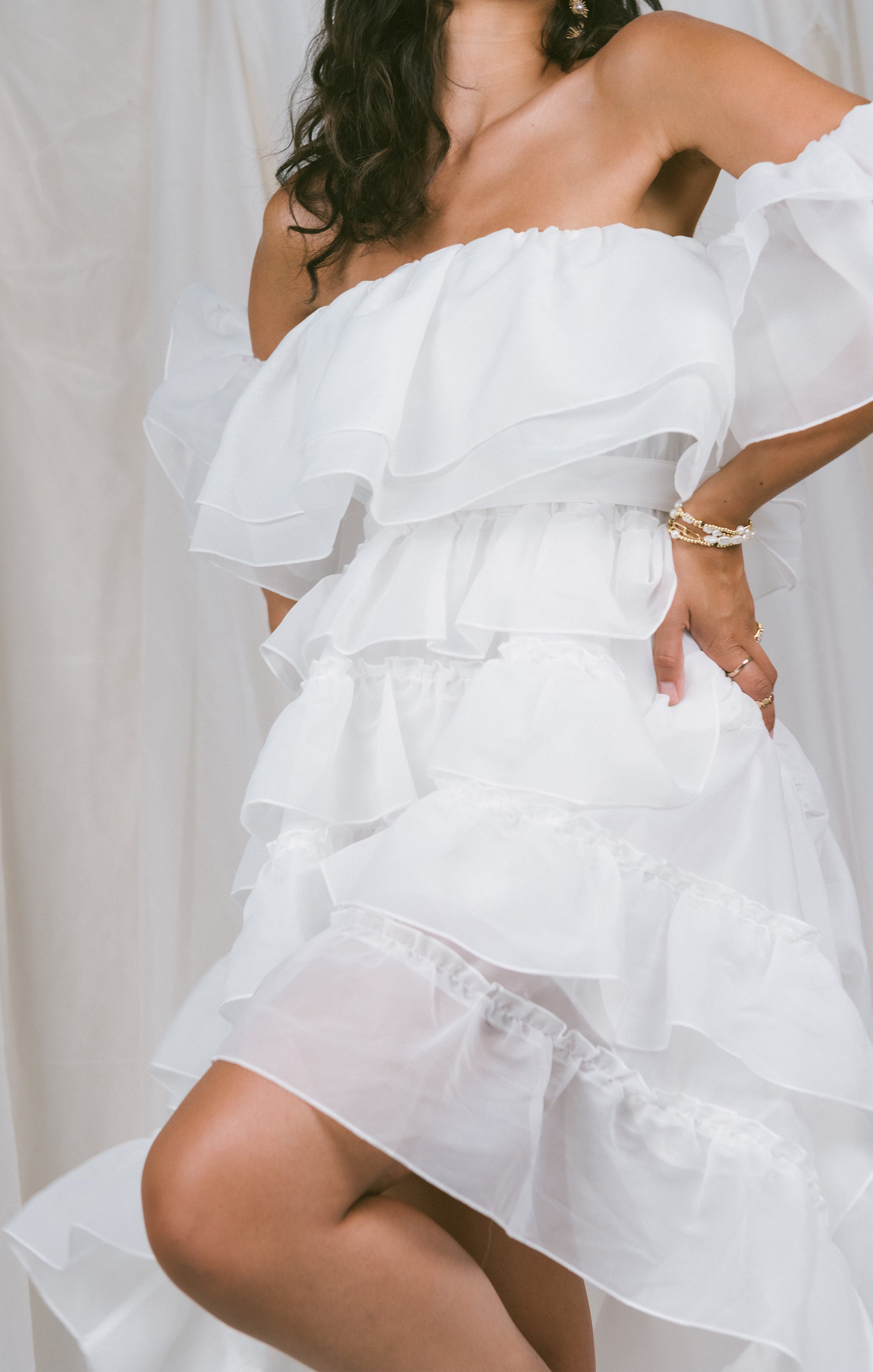 Brandy Maxi Dress - Elegant White Organza Formal Gown for Women | Perfect for Weddings, Prom, Evening Parties & Special Occasions