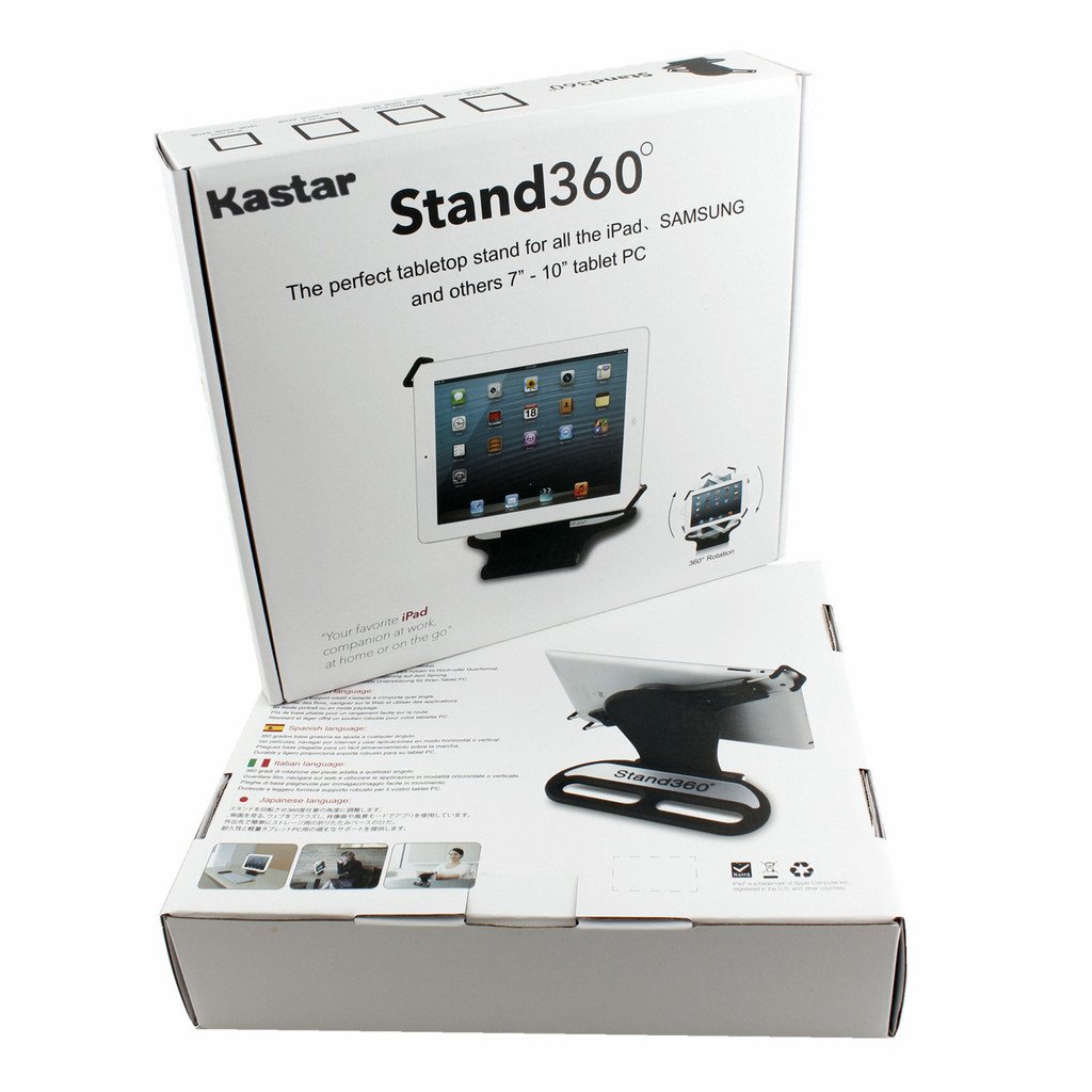 Kastar 360° Swivel Rotating Tablet Stand Holder with Collapsible Base - Universal Adjustable Desktop Stand for iPad 1/2/3/4, iPad Mini, iPad Air, Samsung Galaxy & 7-10 Inch Tablets (White) | Perfect for Home Office, Bedroom, Kitchen & Travel Use