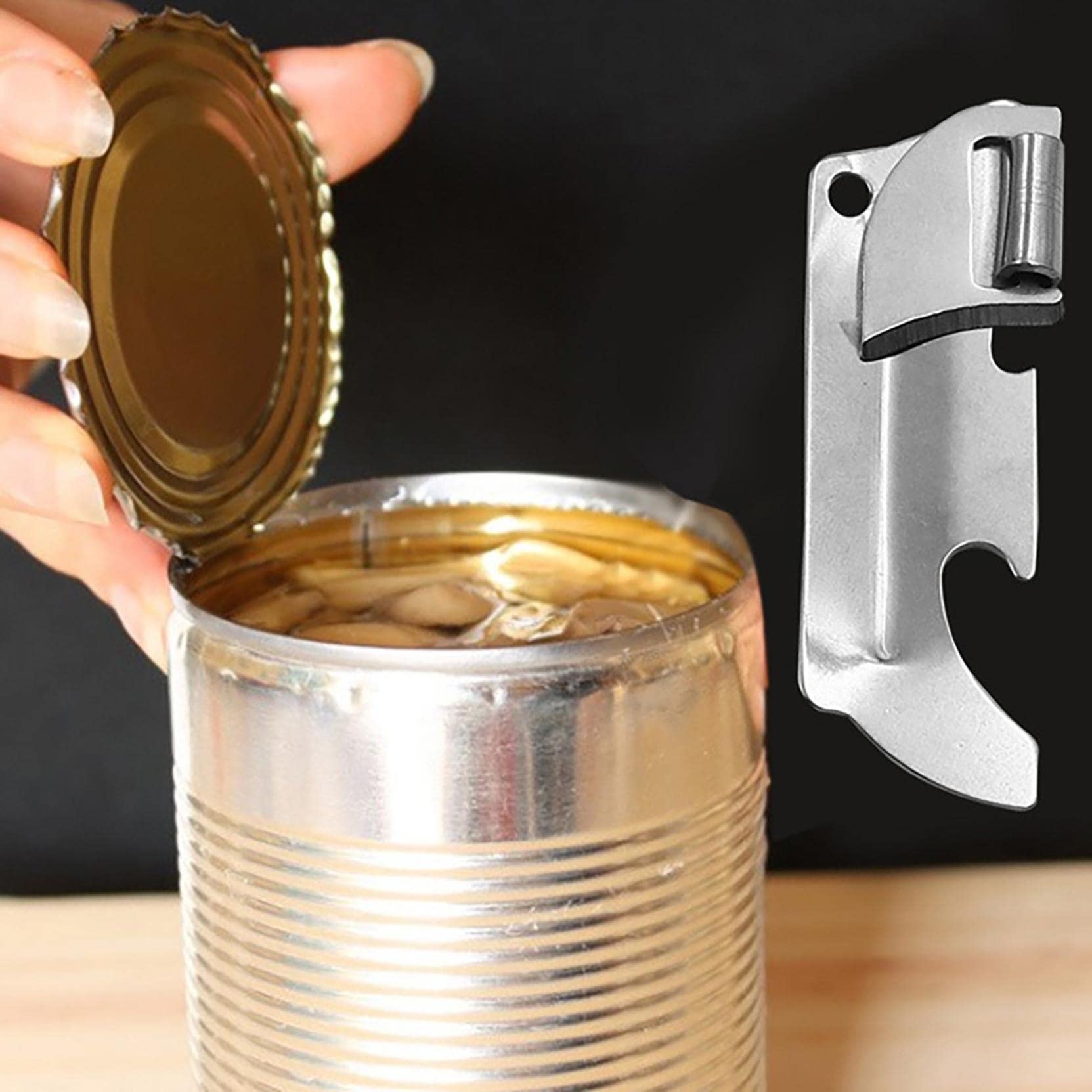 5-Pack 2-in-1 Stainless Steel Can Opener & Bottle Opener - Compact Folding Design, Portable Kitchen Gadget for Camping, Travel, Picnics & Everyday Use