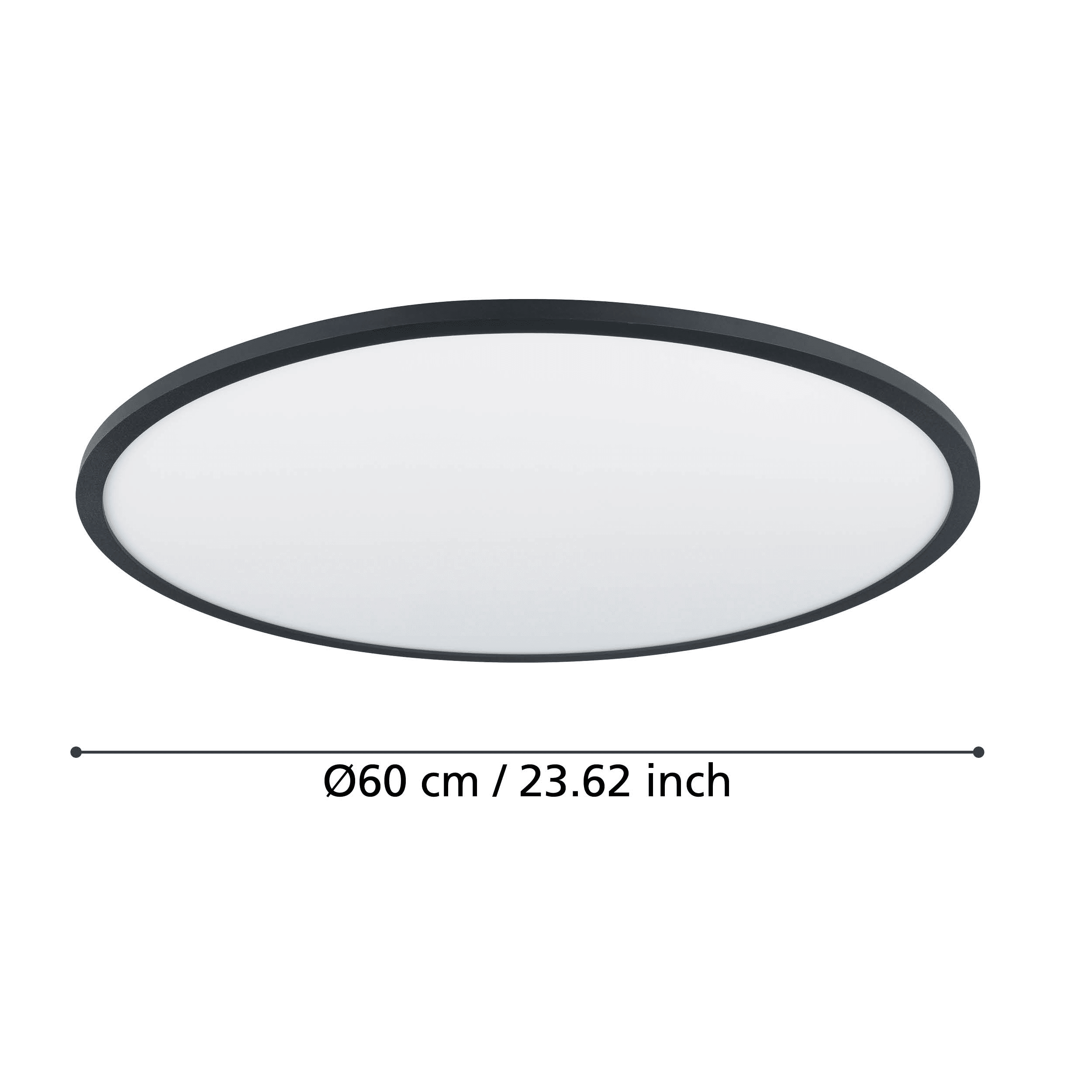 Eglo Connect Sarsina Z Smart LED Black Round Ceiling Flush Mount Light 60cm - Modern Smart Home Lighting for Living Room, Bedroom & Kitchen