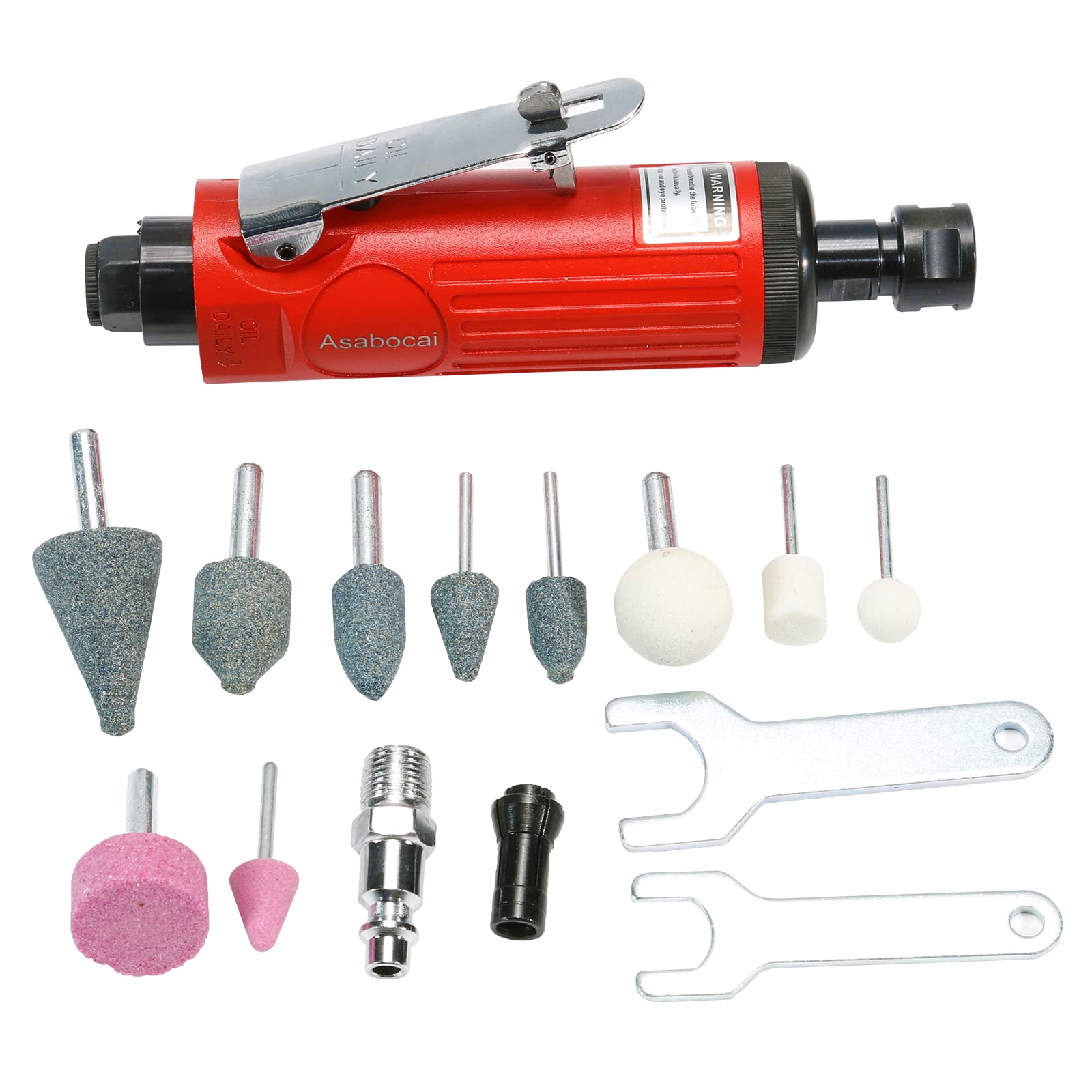 1/4 Inch Industrial Air Powered Die Grinder Kit - 22000 RPM High Speed Pneumatic Straight Grinder with 1/4