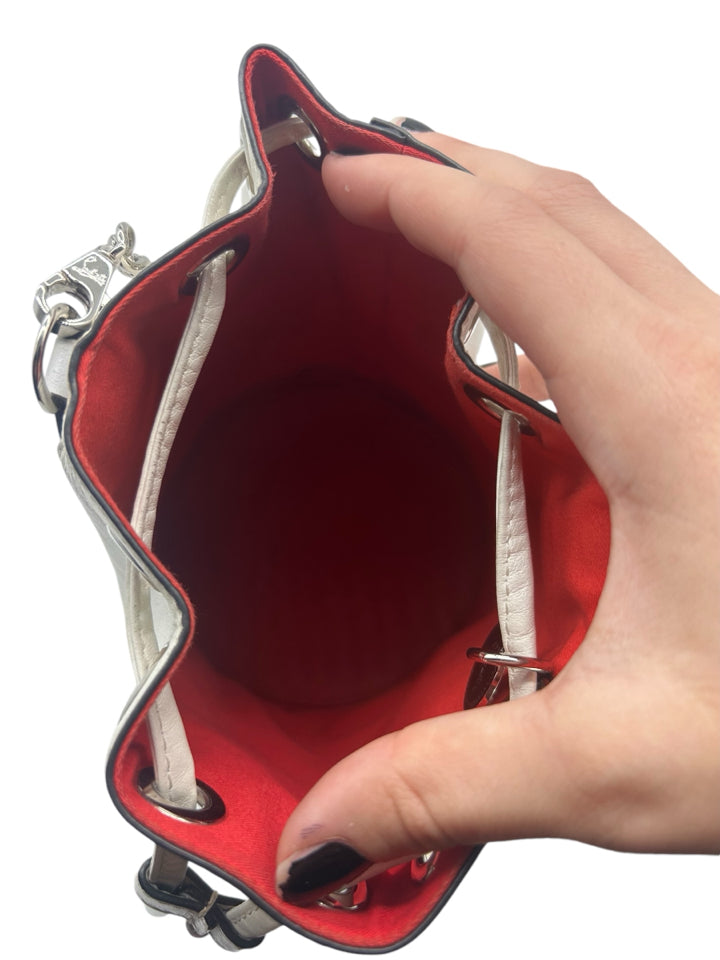 Christian Louboutin Marie Jane Crossbody Bucket Bag for Women - Luxury Leather Shoulder Bag with Gold-Tone Hardware, Perfect for Date Night & Evening Events
