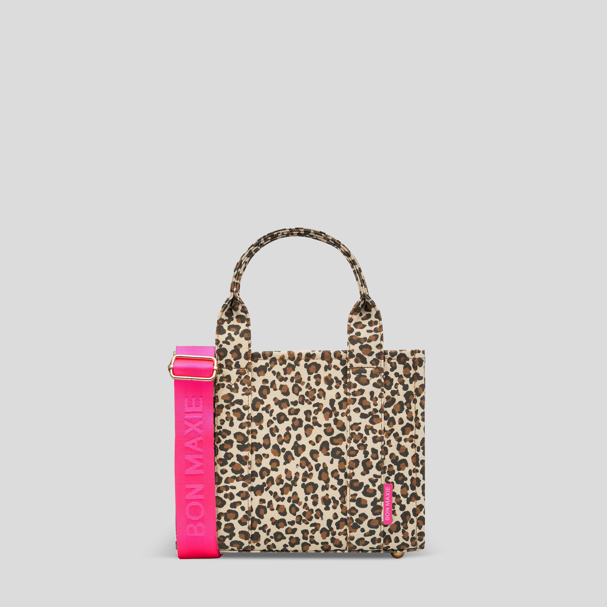 Micro Bon Vivant Structured Tote Bag - Neon Pink Leopard Print Handbag for Women | Fashionable Work Bag, Gym Tote & Travel Accessory