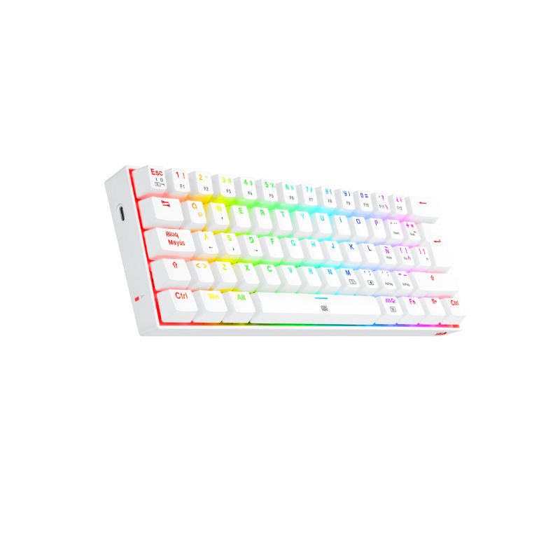 Redragon Dragonborn K630W RGB Wireless Gaming Keyboard - 60% Compact Mechanical Keyboard with Red Switches, White Backlit for PC, Mac, PS4, Xbox - Perfect for Esports, Streaming & Office Work
