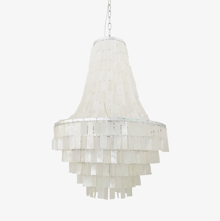Boho Shell Tiered Chandelier - Elegant Beach Style Lighting Fixture for Living Room, Bedroom, or Dining Room Décor