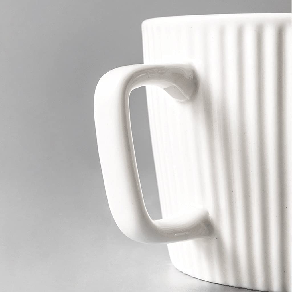 Vertical Striped Ceramic Coffee Mug - 250ML Reusable Tea Cup for Hot & Cold Drinks - Perfect for Home, Office, Travel & Gifts (One Color)