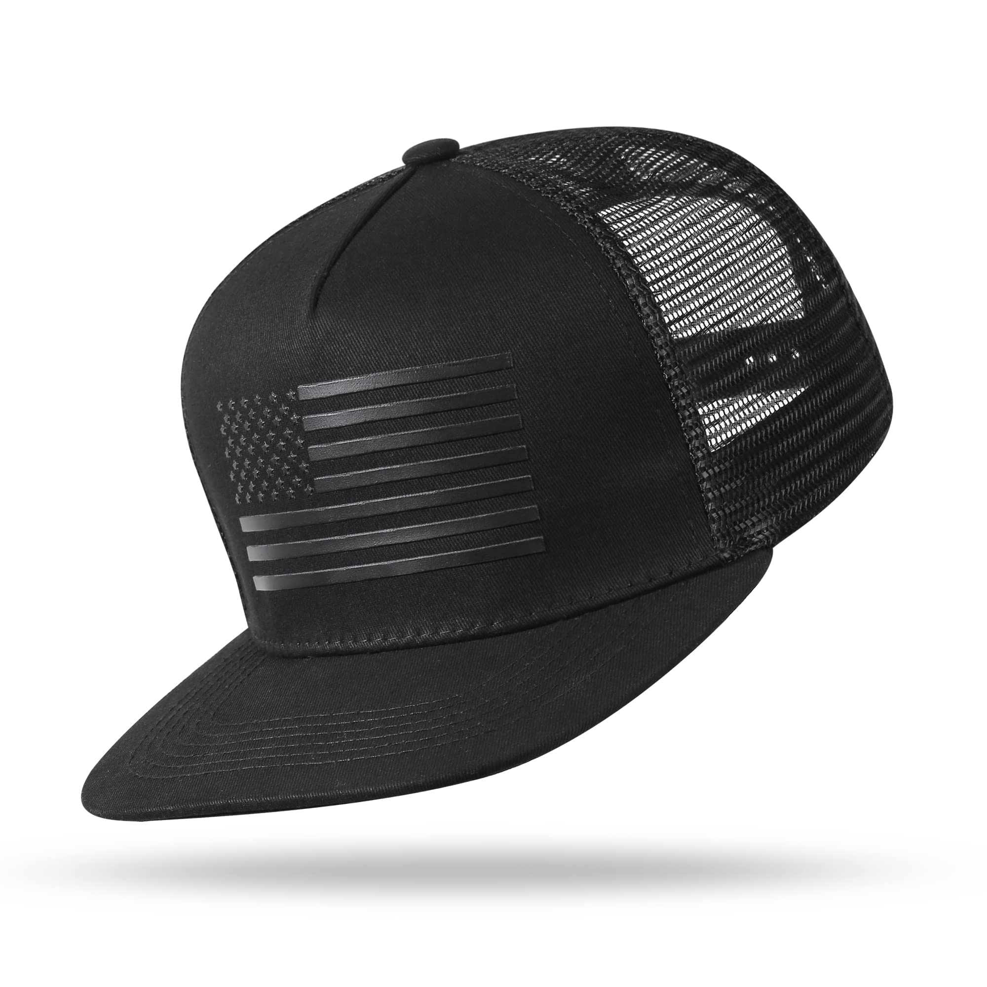 American Flag Snapback Trucker Hat for Men & Women - Adjustable, Breathable Mesh Baseball Cap with Flat Bill | Perfect for Sports, Outdoor Activities & Patriotic Events