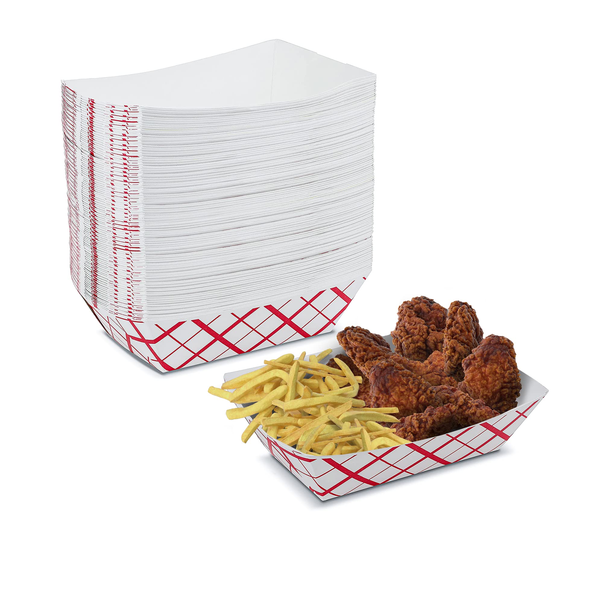 MT Products Disposable Plaid Paper Food Tray - 5lb Capacity, Pack of 50 - Perfect for School Lunches, Picnics & Party Catering