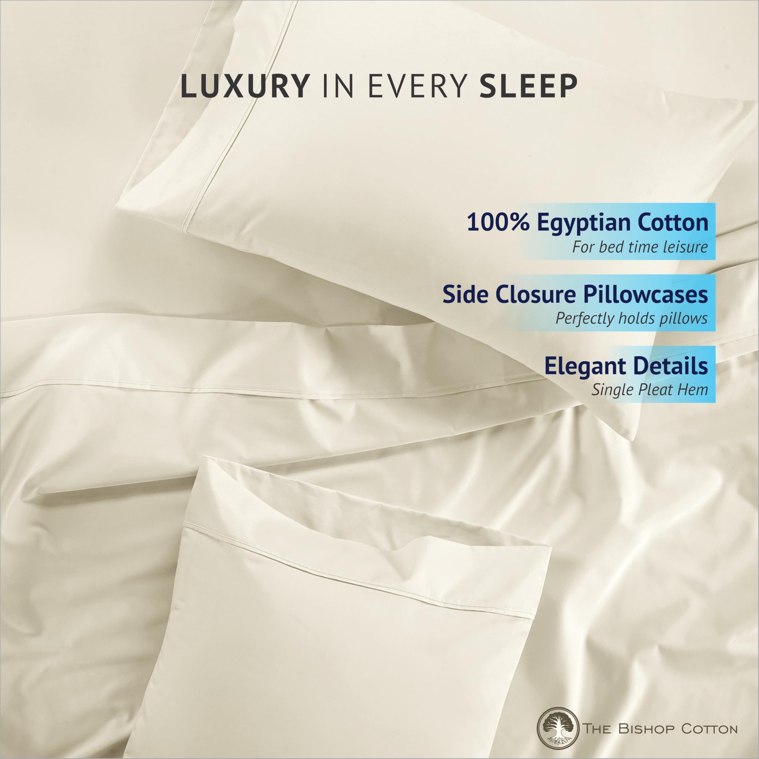 Premium 100% Egyptian Cotton Full Size Bed Sheets Set - 4 Piece 800 Thread Count Sateen Bedding with 14