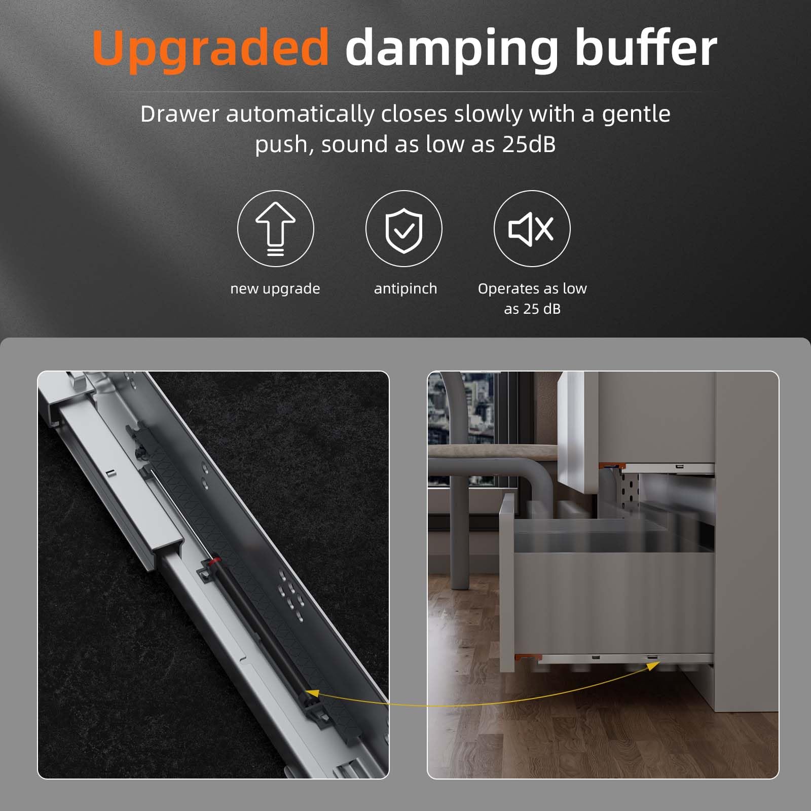 15 Inch Soft Close Drawer Slides - Full Extension Concealed Rails with Brackets - 80 lb Load Capacity - Heavy Duty Cabinet Hardware for Kitchen, Office & Furniture Installation (1 Pair)