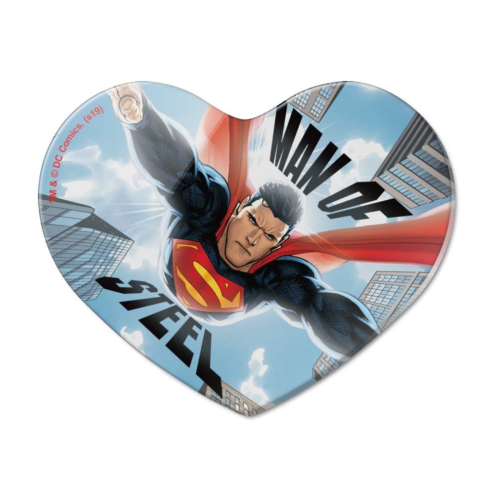 Superman Man of Steel Heart Acrylic Refrigerator Magnet - Cool DC Comics Collectible for Fridge, Office & Home Decor - Perfect Gift for Superhero Fans
