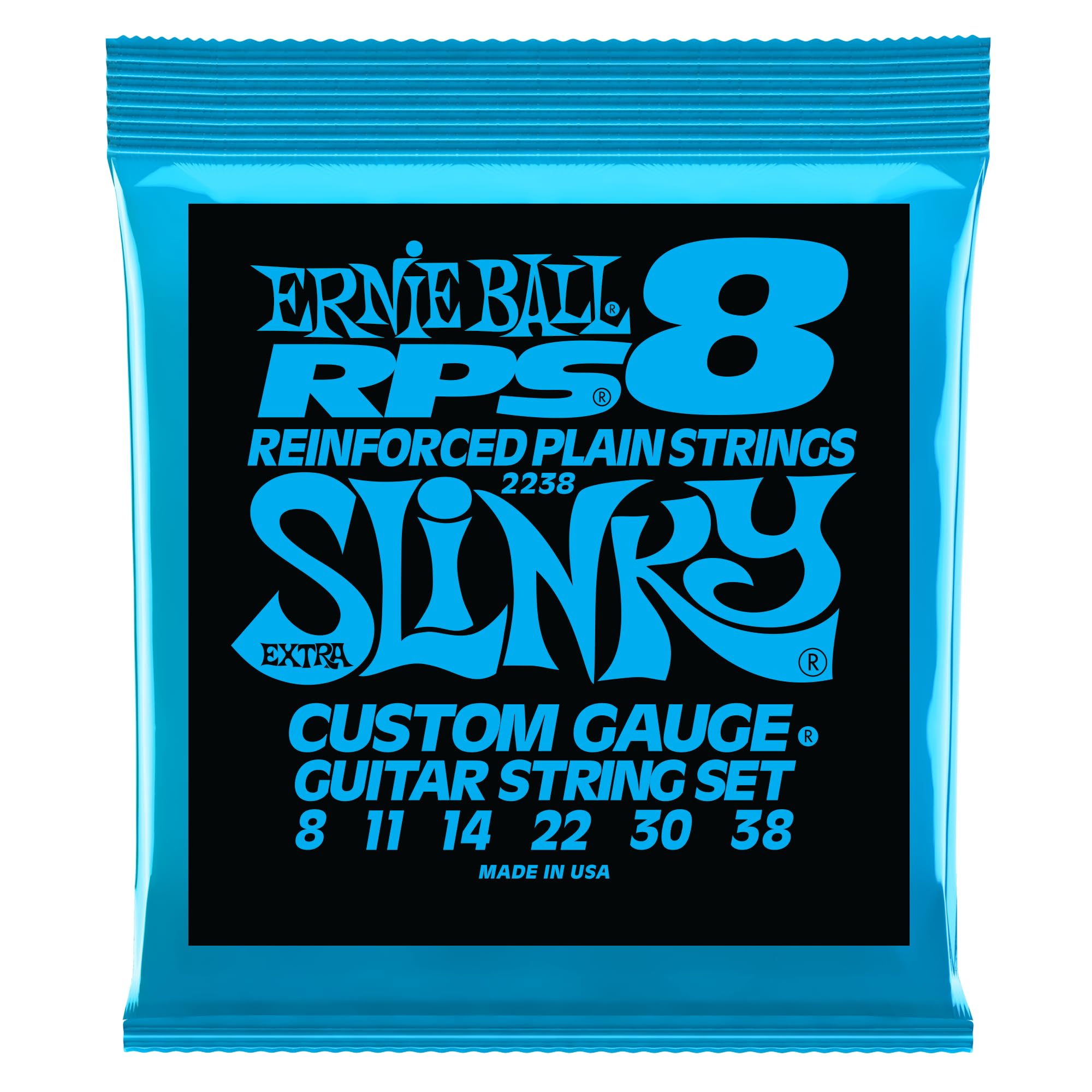 Ernie Ball Extra Slinky RPS Electric Guitar Strings, 8-38 Gauge (P02238) - Perfect for Rock, Blues & Metal Guitarists - Ideal for Studio Recording & Live Performances