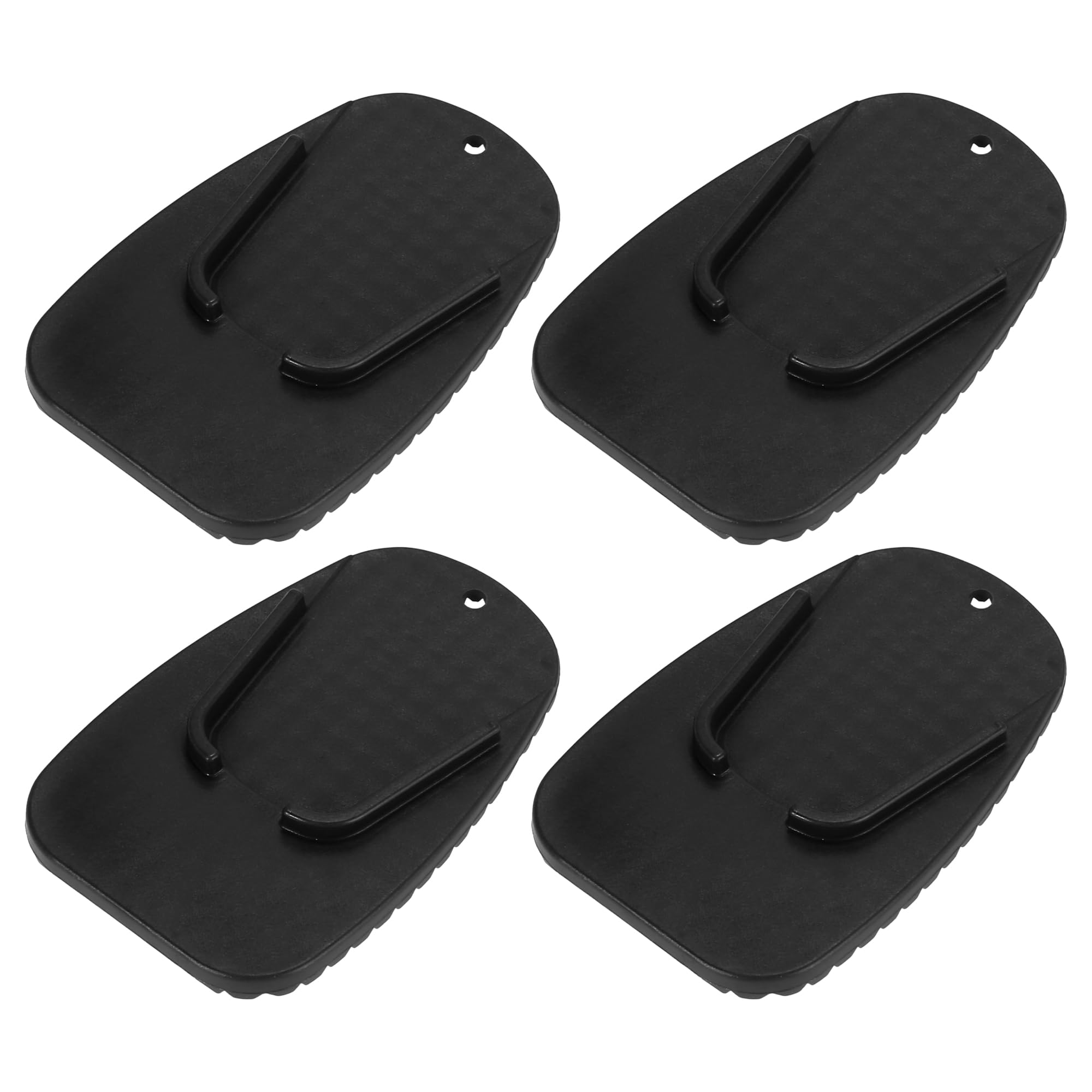 Motoforti 4pcs Motorcycle Kickstand Support Plate - Heavy Duty Parking Stand Pad for Dirt Bikes, Cruisers & ATVs - Prevents Sinking on Soft Ground (Black) - Ideal for Parking on Grass, Sand & Gravel