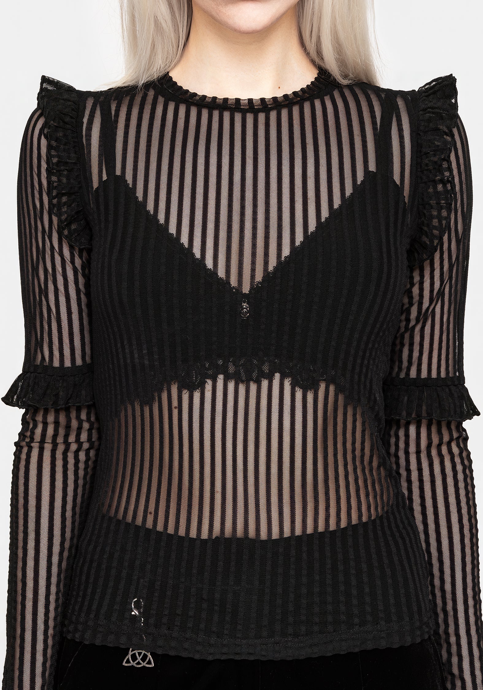 Elegant Black Ruffle Blouse for Women - Stylish Funeral Attire & Formal Occasions