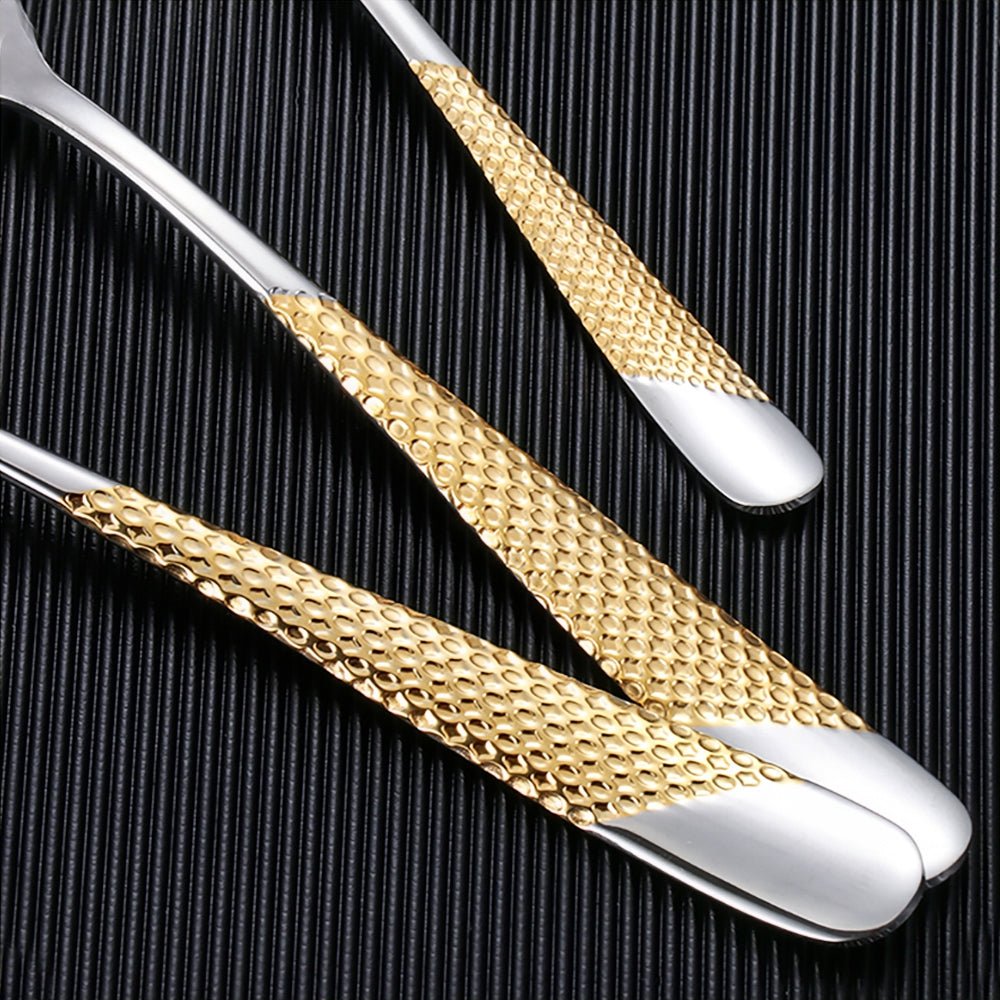 Luxury Casa Milano Gold Dropwater Flatware Set - 24-Piece Stainless Steel Flatware for Fine Dining, Wedding Gifts & Formal Occasions