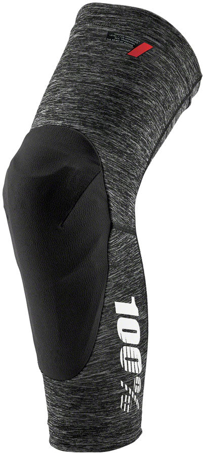 100% Teratec Knee Guards - Gray Heather, Large Size with Tacky Silicone Elastic Webbing for Cycling, Motorcycling & Extreme Sports Protection