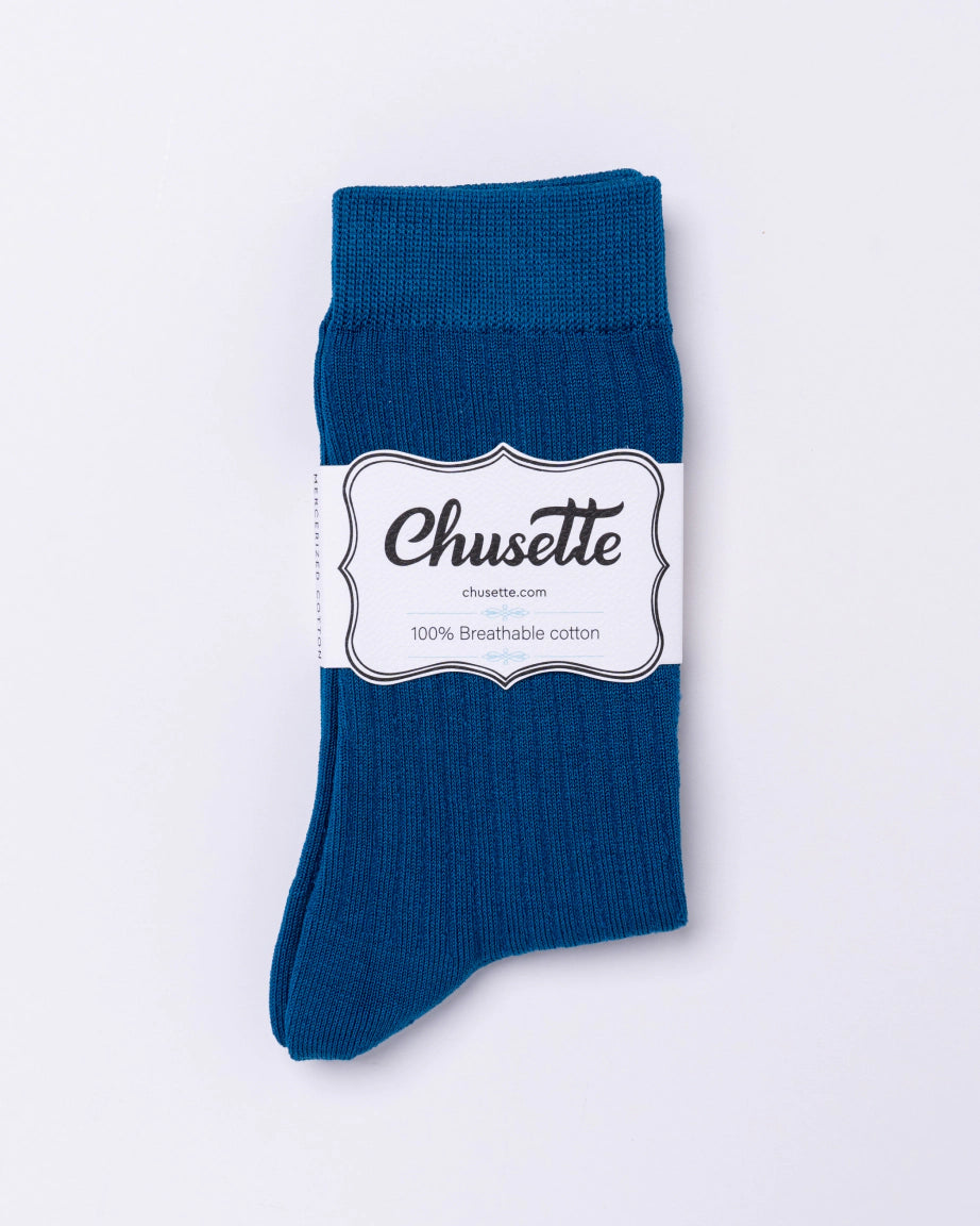 Premium Seamless Mercerized Cotton Socks for Men & Women - Soft Breathable Comfort Socks in Prussian Blue | Ideal for Running, Yoga, Work & Everyday Wear