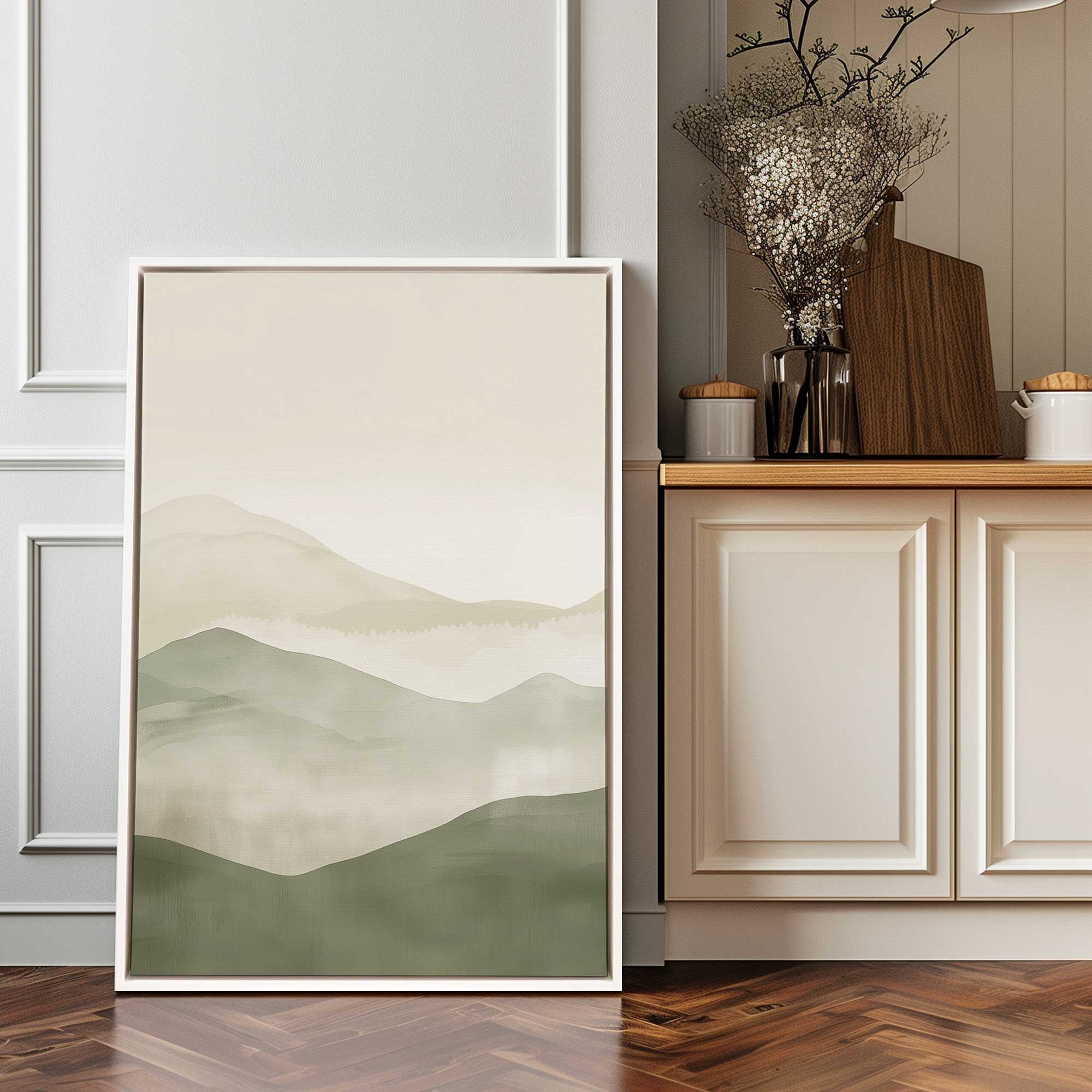 Green Aventurine Canvas Wall Art - Nature Inspired Landscape Painting for Home & Office Decor | Perfect for Living Room, Bedroom or Meditation Space