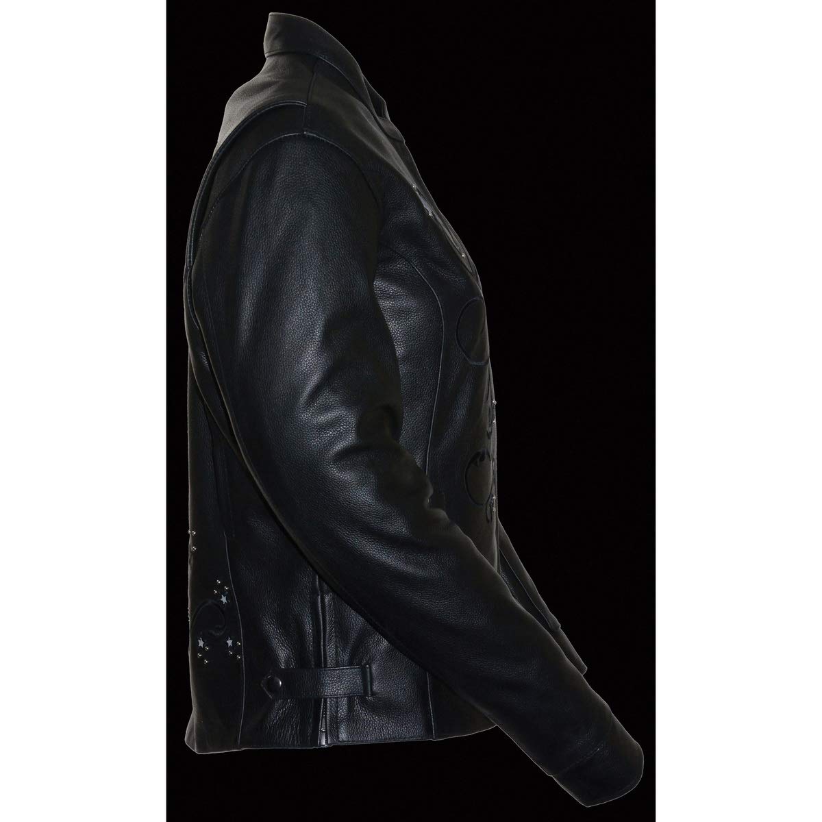 Milwaukee Leather ML2500 Women's Black Reflective Star Riveted Motorcycle Jacket - Stylish & Protective Riding Gear for Bikers & Outdoor Enthusiasts