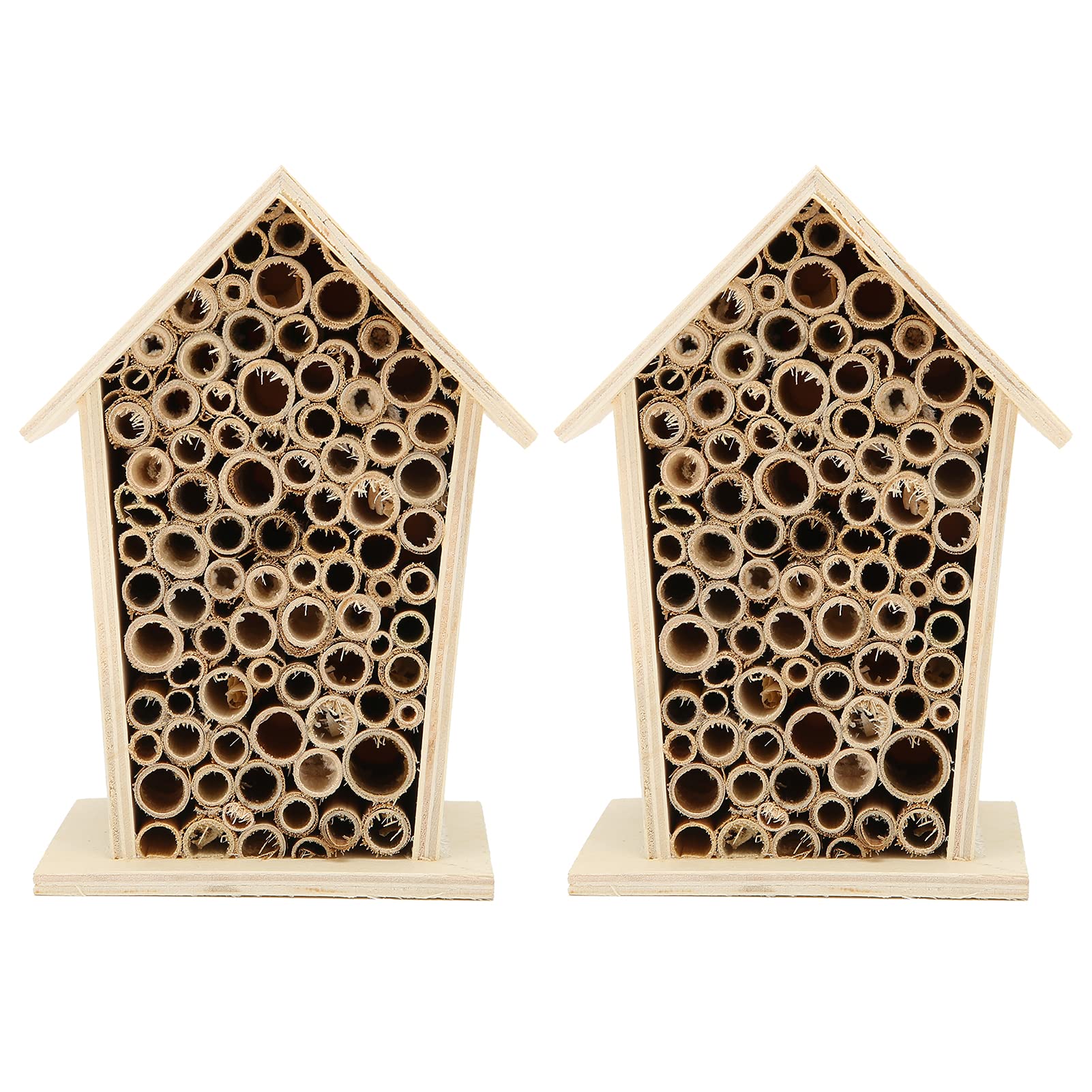 Kuuleyn Bee House - 2Pcs Natural Wooden Insect Hotel for Garden, Outdoor Bee Shelter & Pollinator Habitat - Attract Bees & Beneficial Insects to Your Backyard, Perfect for Organic Gardening & Eco-Friendly Yard Decor