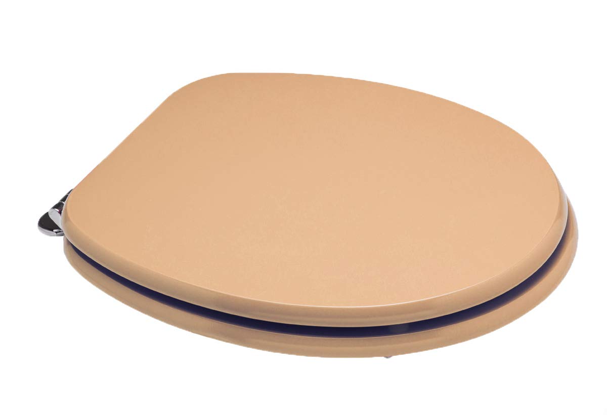 Custom Universal Wooden Toilet Seat Cover with Polyester Resin Coating - Whiskey Color - Durable & Stylish Bathroom Upgrade for Home & Commercial Use