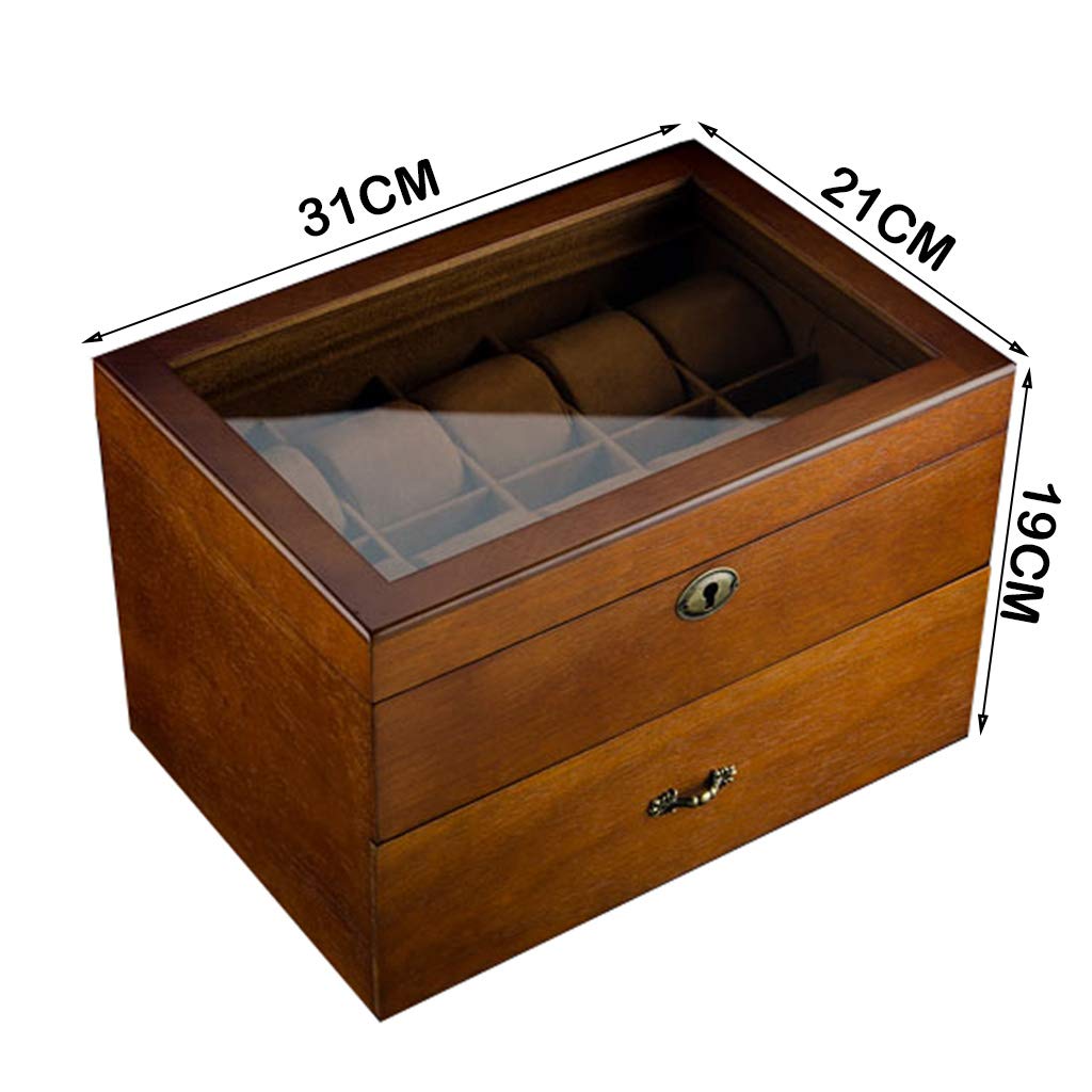 Premium 20-Slot Watch Box with Glass Lid - Luxury Wristwatch & Jewelry Display Case with Soft Pillows, Lockable Metal Lock - Perfect for Watch Collectors, Gift Presentation & Home Decor Storage