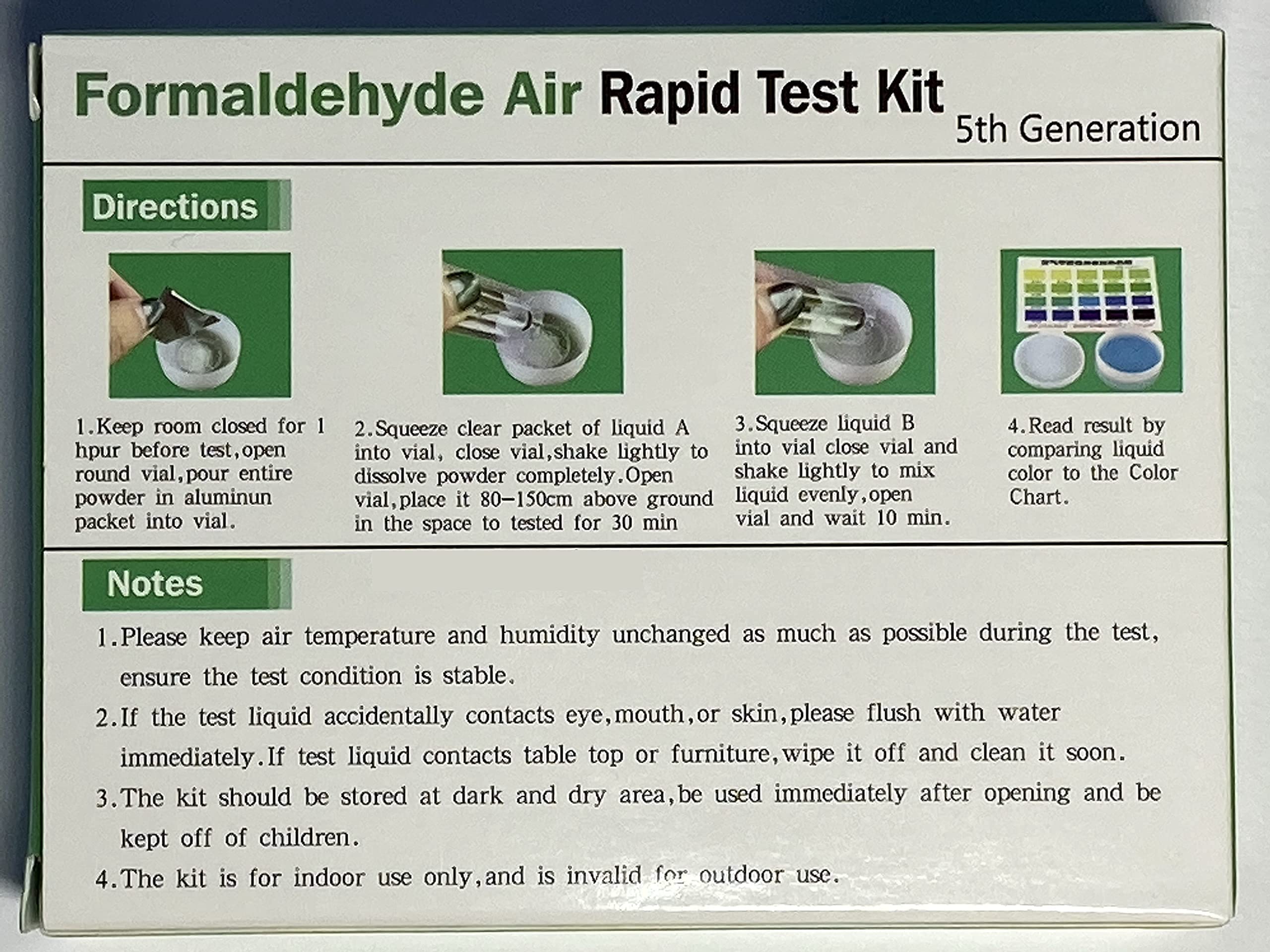 Formaldehyde Air Test Kit (Pack of 2) - 5th Generation Rapid Detection for Indoor Air Quality | DIY Home & Office Safety Testing