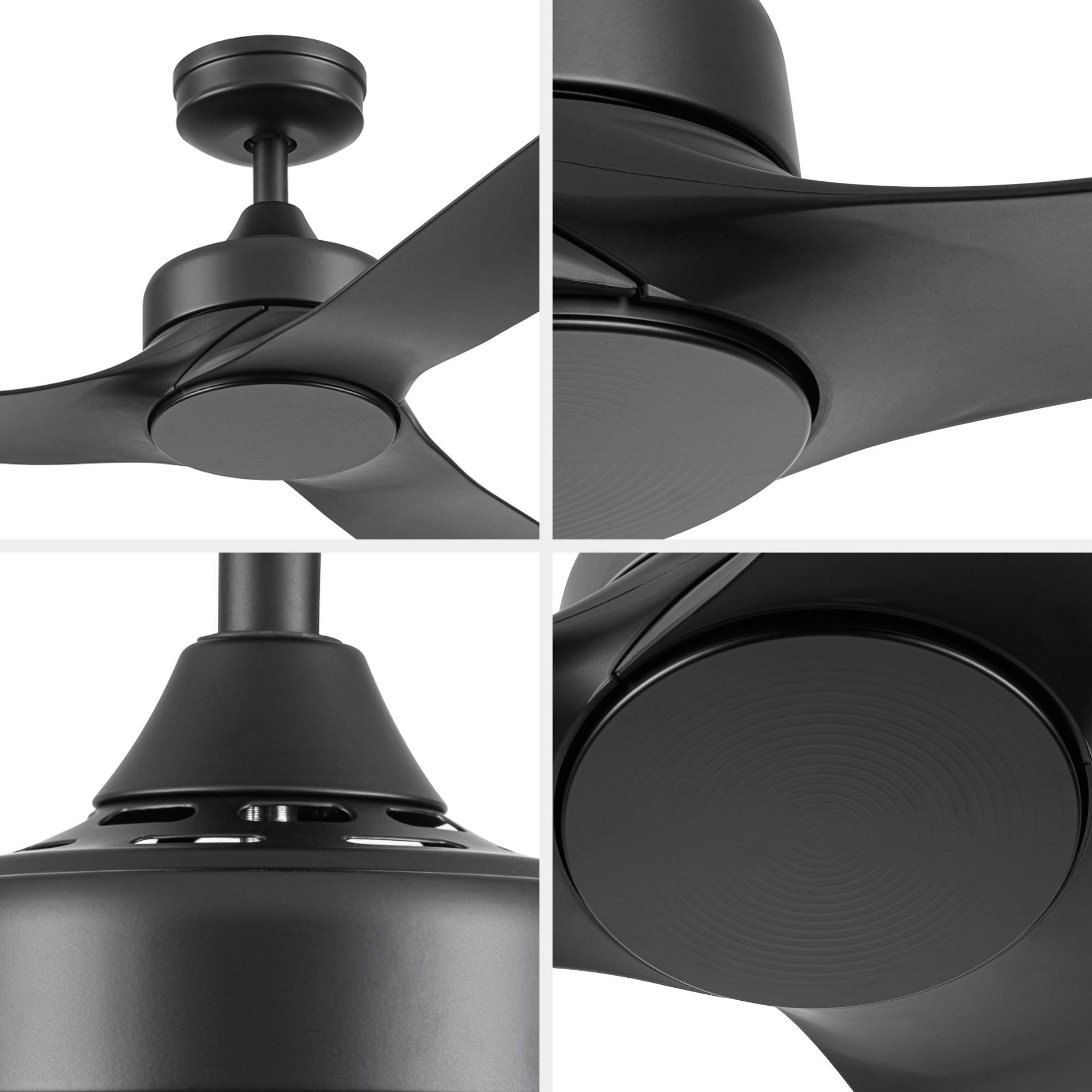 52 Inch Honeywell Lynton Matte Black Ceiling Fan - No Light, Remote Control Included - Perfect for Living Room, Bedroom, and Outdoor Patio Cooling