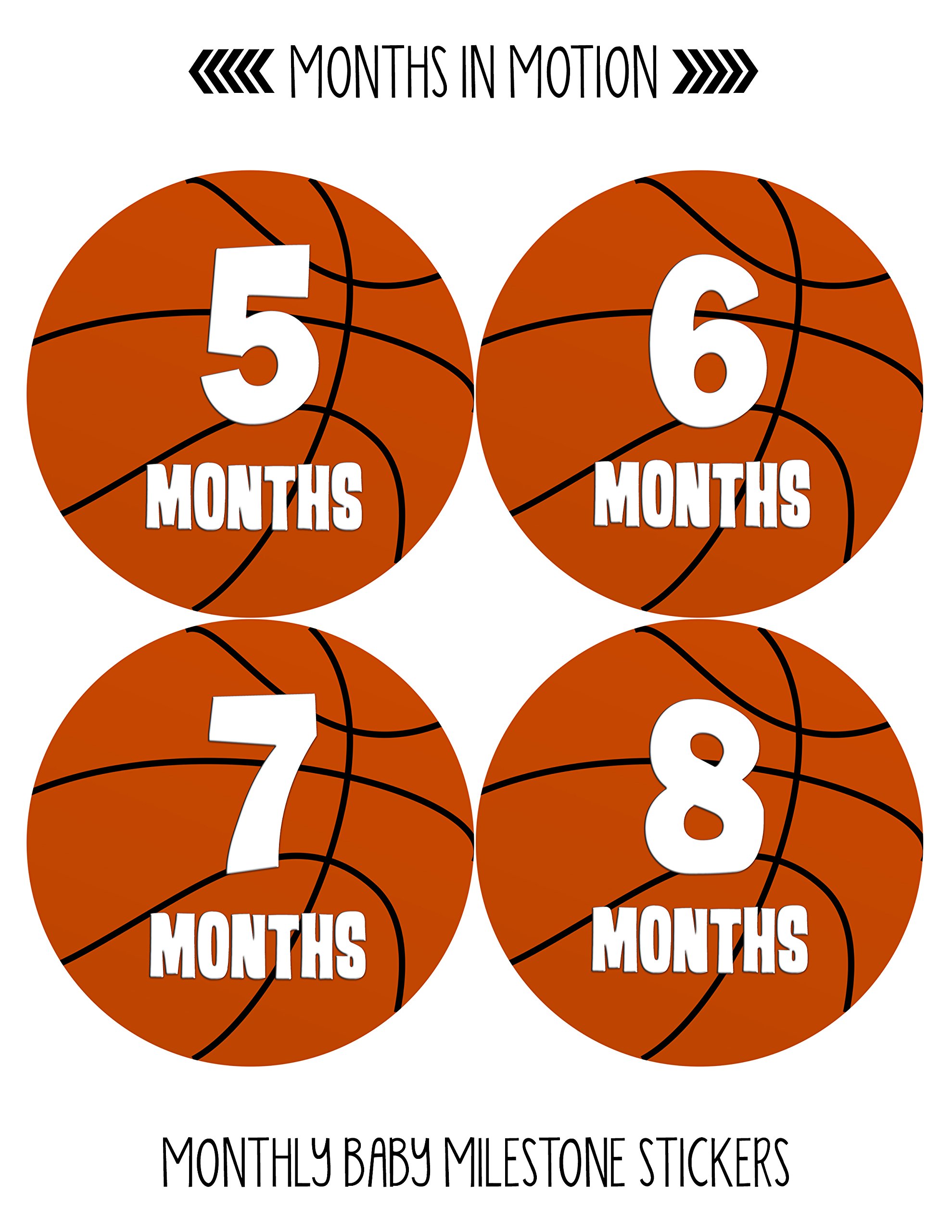 Baby Monthly Milestone Stickers for Boys - Newborn Growth Tracking Stickers - Basketball Theme Baby Boy Stickers - 20-Pack Set - Perfect for Baby Photo Shoots, Scrapbooking & First Year Memory Keepsakes