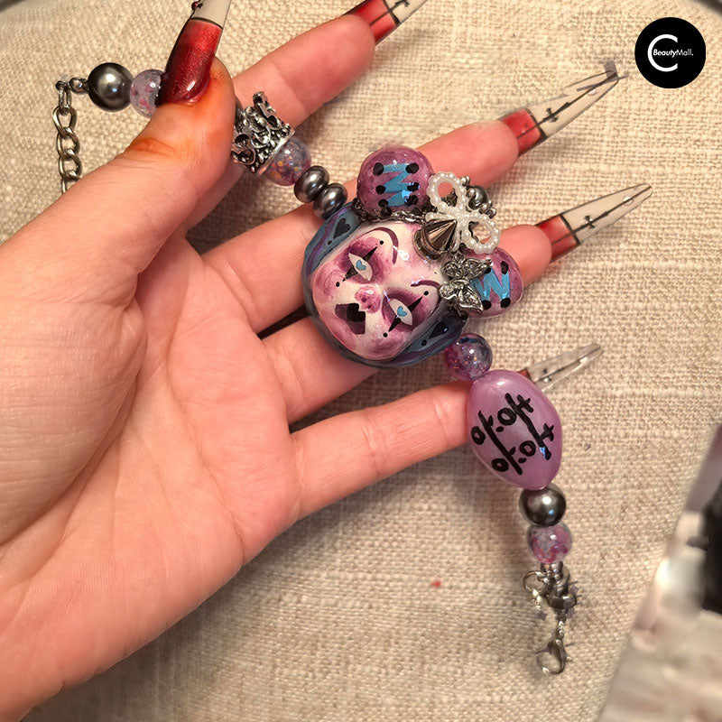 Gothic Industrial Dark Purple Doll Charm Bracelet - 23 TONGSHENG Unique Handmade Jewelry for Women, Perfect for Halloween, Cosplay and Alternative Fashion Accessories
