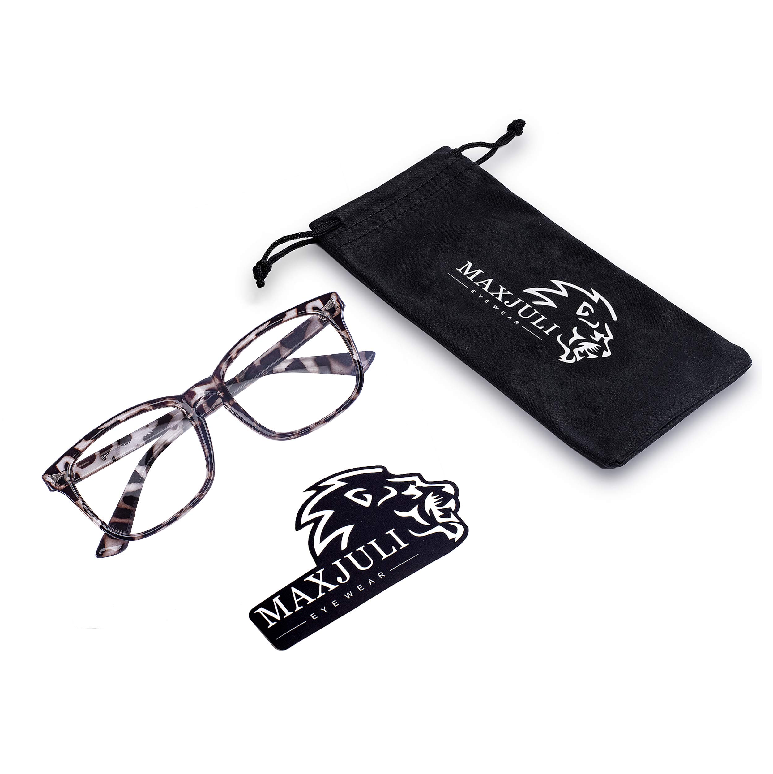 MAXJULI Fashion Non-Prescription Glasses - Cute Nerd Frame Reading Glasses for Women & Men | Computer Gaming Glasses | Blue Light Blocking for TV & Phone Use (Leopard Print) - Perfect for Work, Study & Screen Time