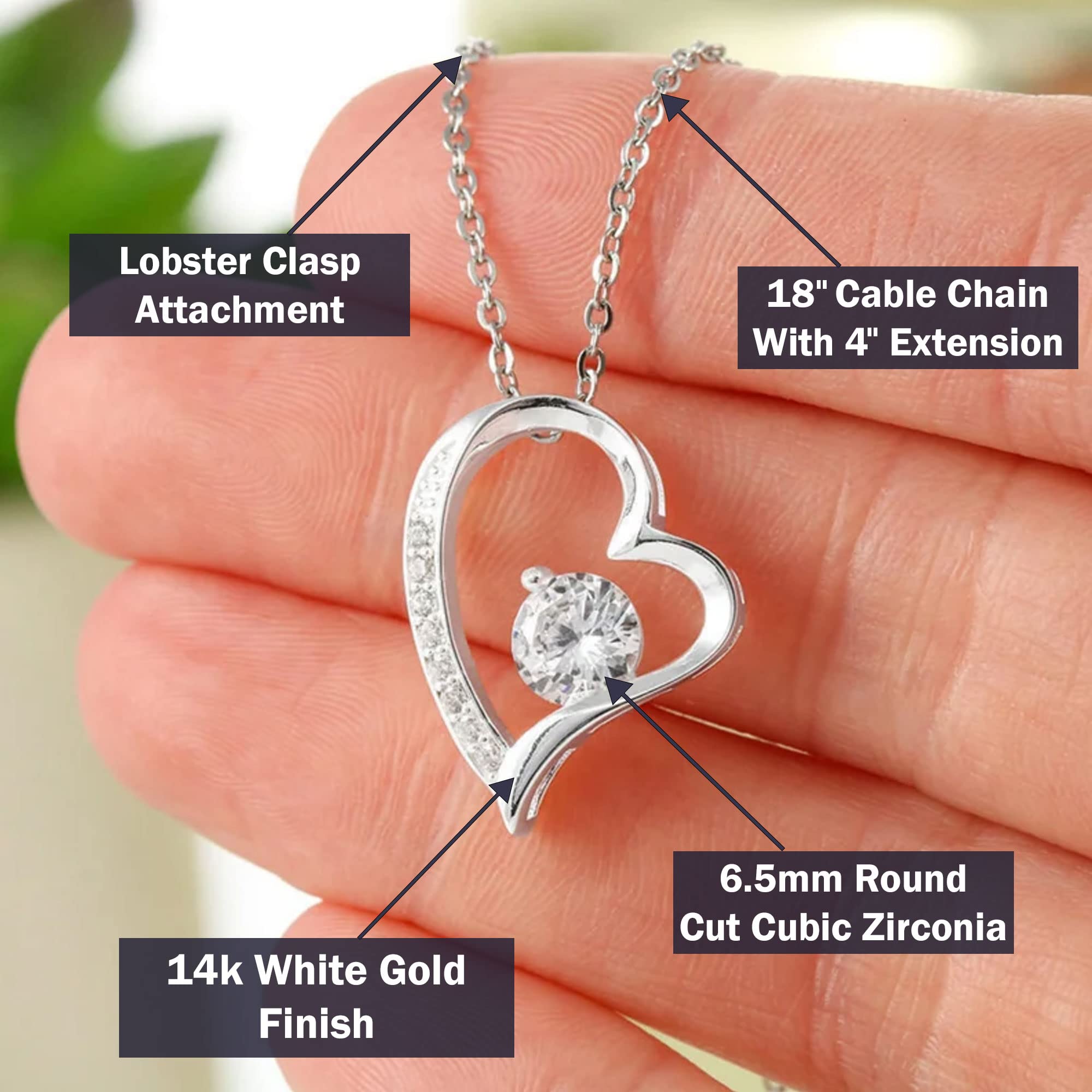 14k White Gold Forever Love Necklace for Wife - Romantic Birthday Gift for Women from Husband - Elegant Hotwife Jewelry for Anniversary, Valentine's Day & Special Occasions