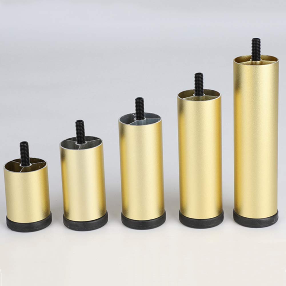 Adjustable M8 Furniture Legs - Golden Aluminum Alloy Sofa Support Feet for Coffee Table, TV Stand, Bench - Set of 4 (4/5/6/8/10 Inch) - Perfect for Living Room, Bedroom & Office Furniture Upgrade
