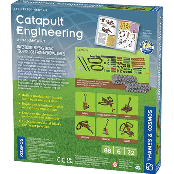 6 in 1 Catapult Engineering Maker Kit for Kids - DIY STEM Building Toys for Science Experiments & Medieval History Projects - Perfect for Classroom Learning & Home Education Activities