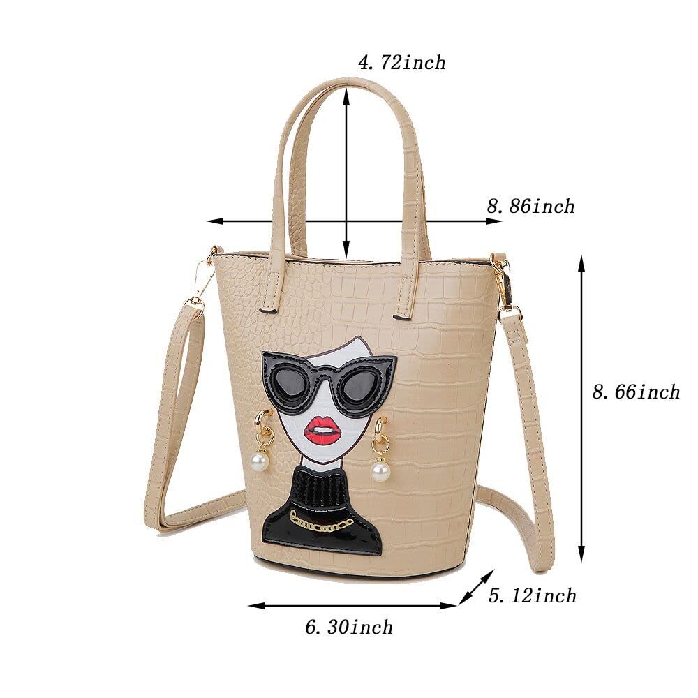 3D Lady Face Purse for Women - Unique Novelty Top Handle Satchel Shoulder Bag & Clutch - Fashionable Evening Party & Gift Idea