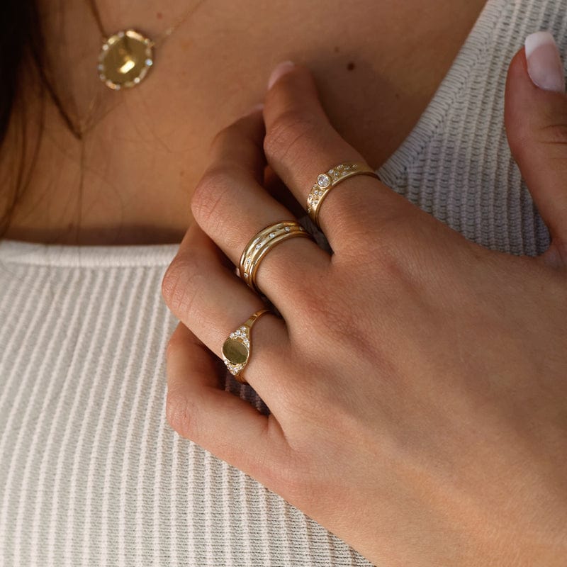 Stacked Starry Diamond Band Ring for Women - 14K Gold Plated Stackable Rings Set - Perfect for Anniversary, Wedding, and Everyday Elegance