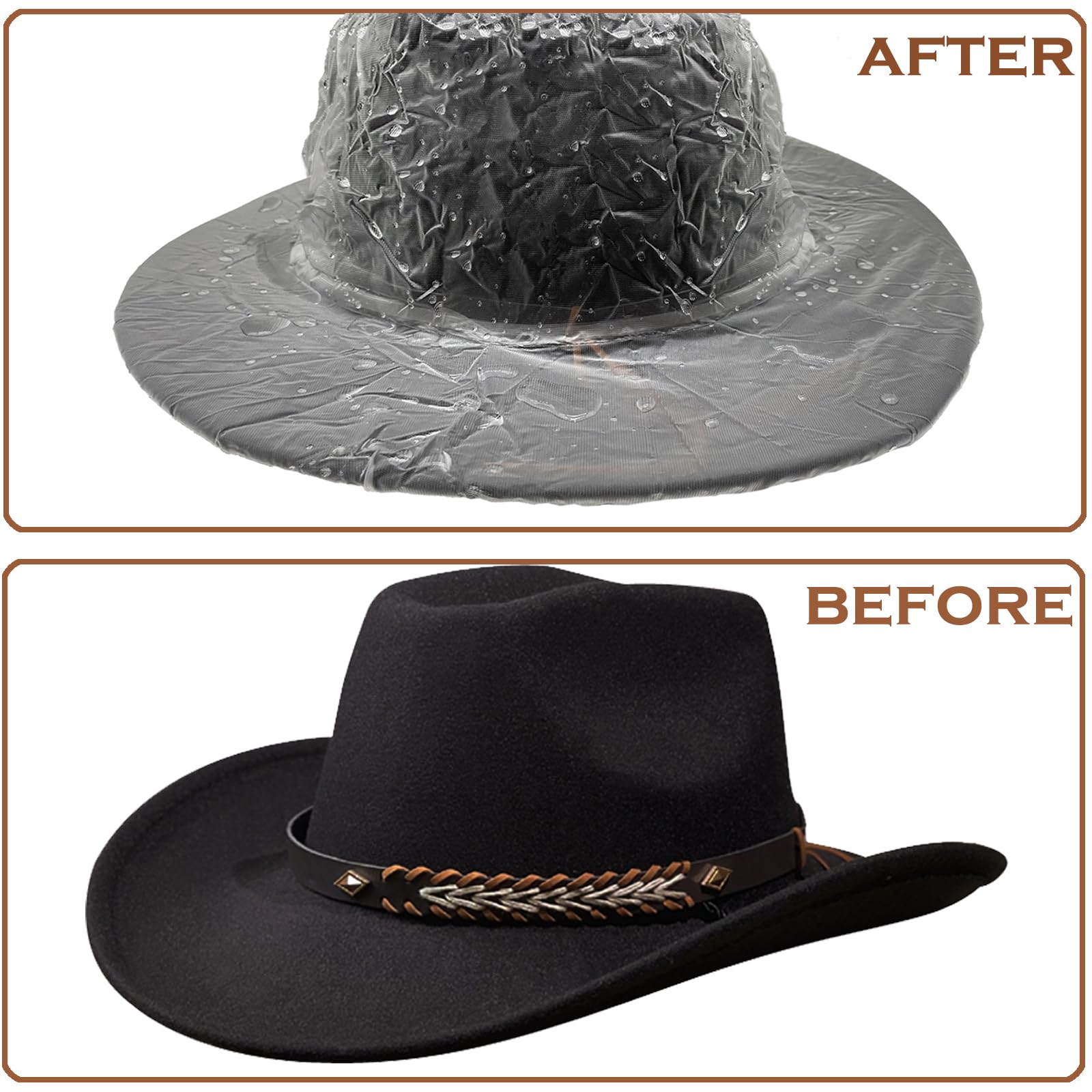 4 Pack Waterproof Cowboy Hat Rain Covers - Durable Plastic Hat Protectors for Men's Western Hats - Storage & Outdoor Use in Rainy Weather