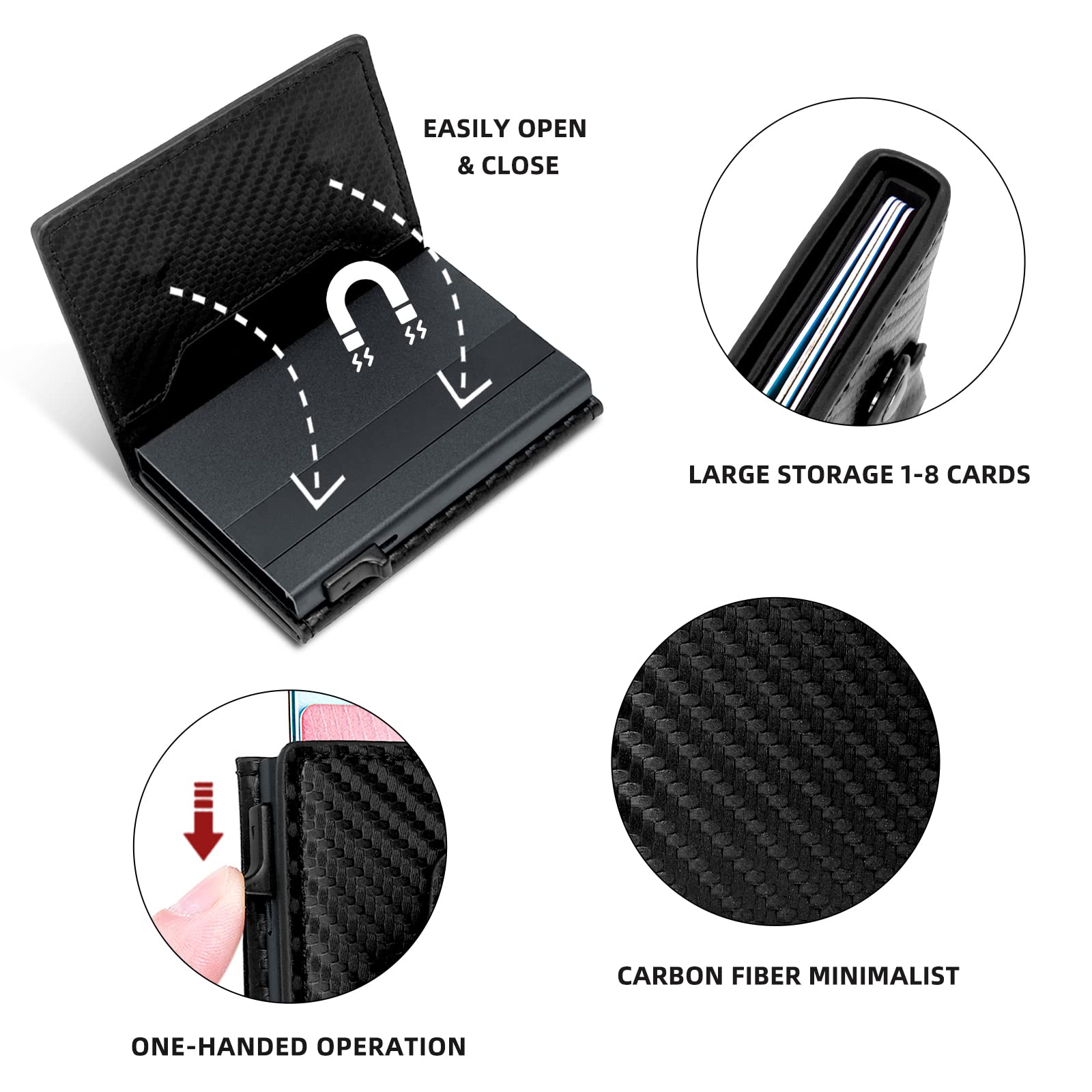 FADACHY Slim RFID Blocking Carbon Fiber Wallet for Men & Women - Minimalist Credit Card Holder with ID Window - Secure & Stylish for Everyday Use, Travel & Business