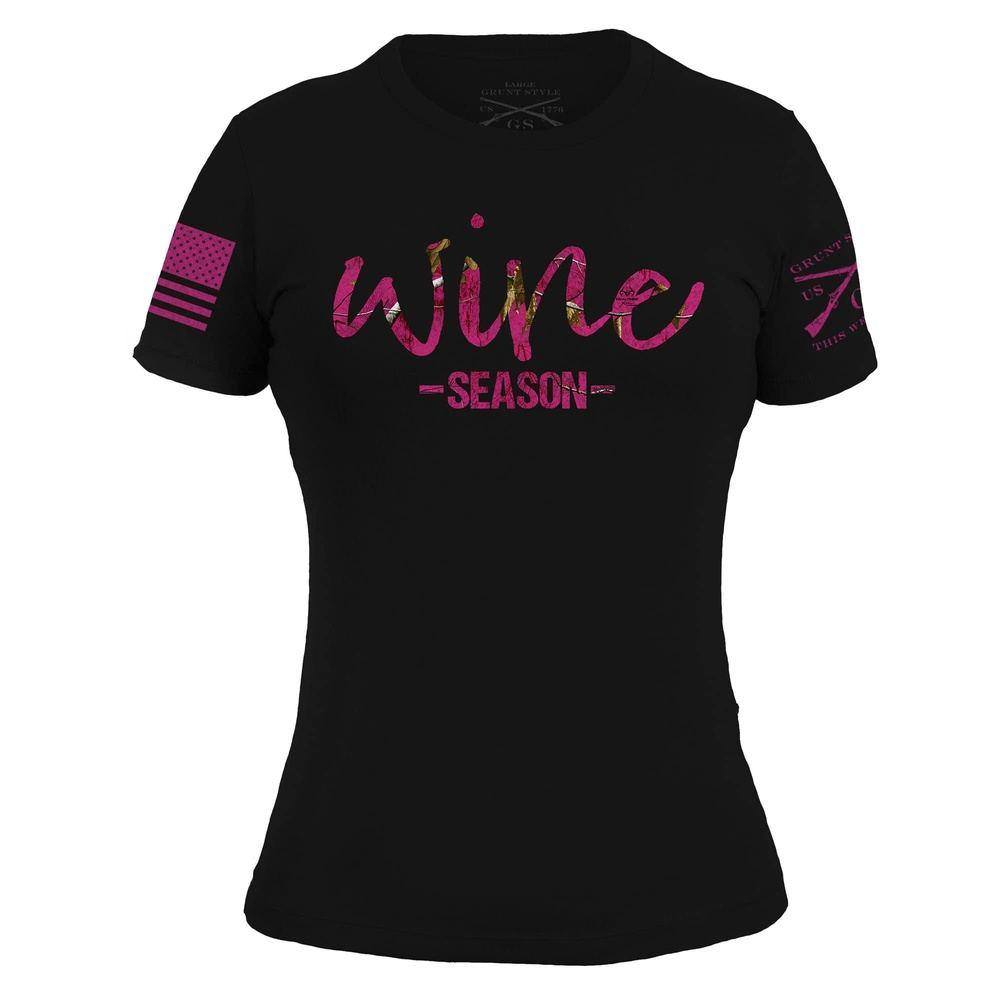 Realtree Xtra Women's Wine Season T-Shirt - Black Camo Hunting Shirt for Outdoor Adventures & Casual Wear