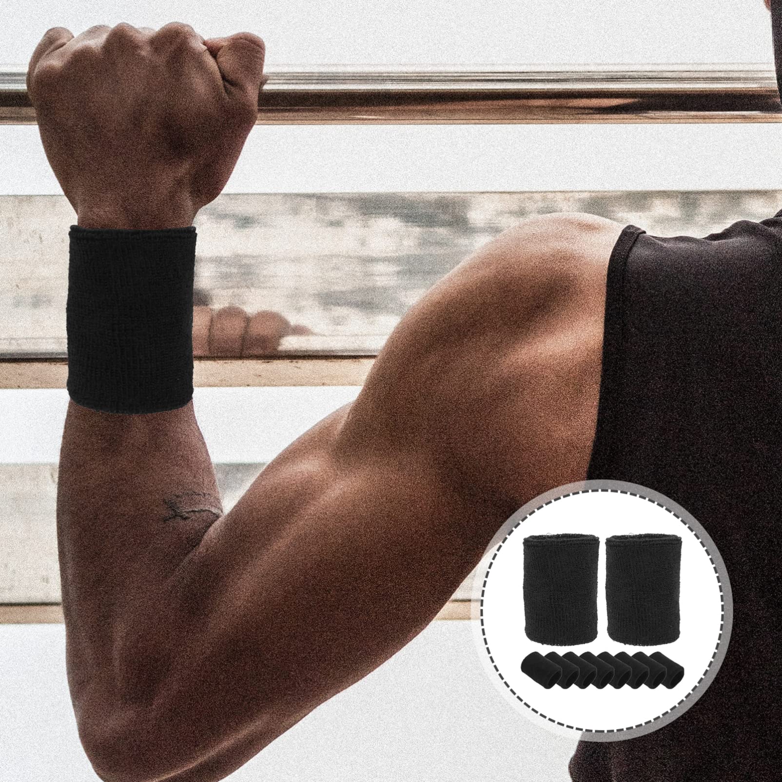 6 Pack Sweat Wristbands for Men & Women - Breathable Tennis Wristbands for Sports, Gym, Dance & Workout - Non-Slip Exercise Bands for Basketball, Running, Yoga & Fitness Activities