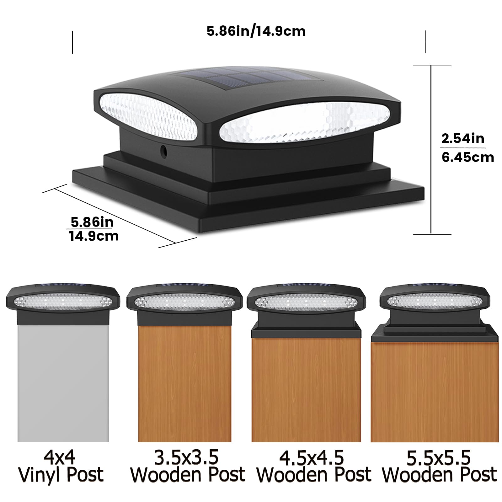 SIEDiNLAR 12 Pack Solar Post Cap Lights Outdoor - 24 LED Solar Powered Fence Deck Lights for 4x4 5x5 6x6 Wood Posts - 2 Modes (Warm White & Cool White) - Weatherproof Garden Patio Deck Lighting - Perfect for Backyard, Pathway, and Landscape Decoration