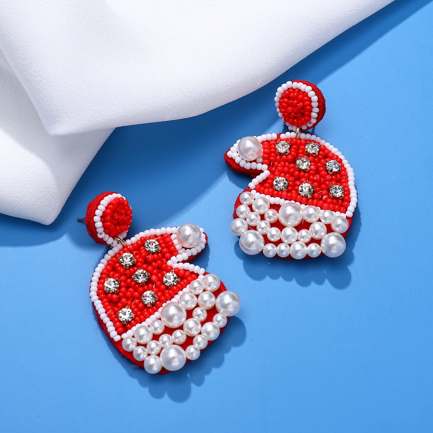 Handmade Hypoallergenic Snowflake Dangling Earrings - Christmas Tree, Santa Hat, Bell & Car Bead Drop Earrings | Cute Holiday Jewelry Gift for Women | Perfect for Christmas Parties, Gift Exchanges & Festive Outfits