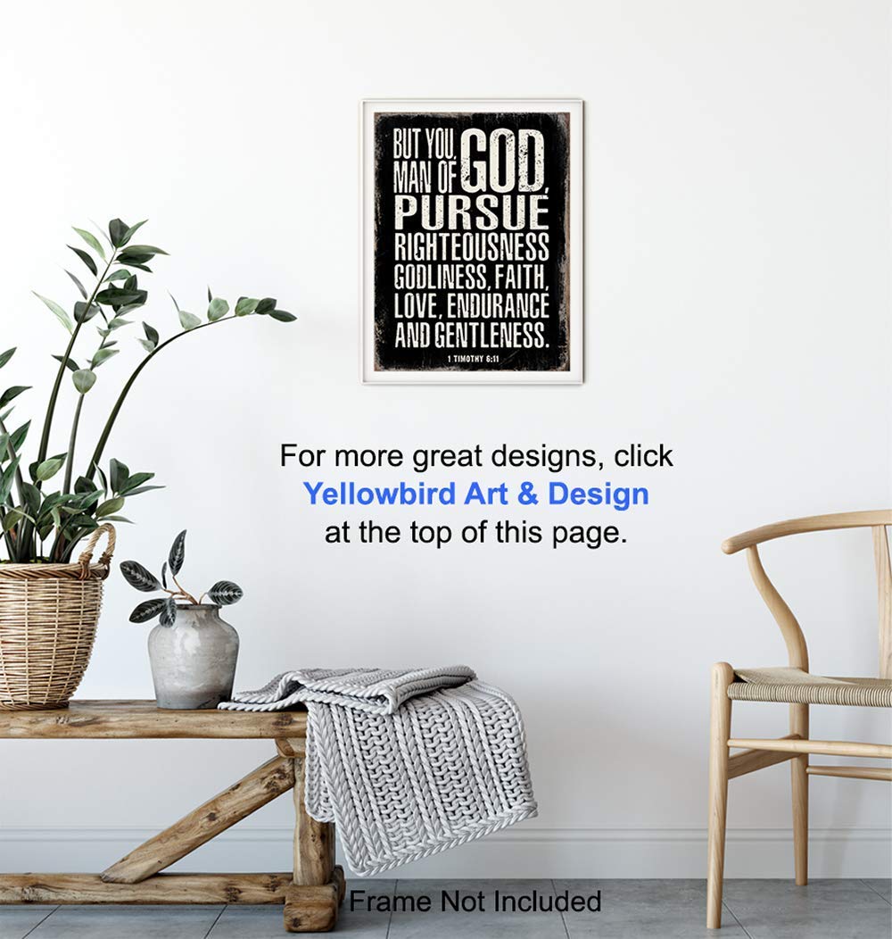 Religious Gifts for Men - Christian Wall Art with 1&2 Timothy Bible Verses - Catholic Home Decor for Faithful Living - Perfect for Prayer Rooms, Church Gifts & Christian Masculine Spaces