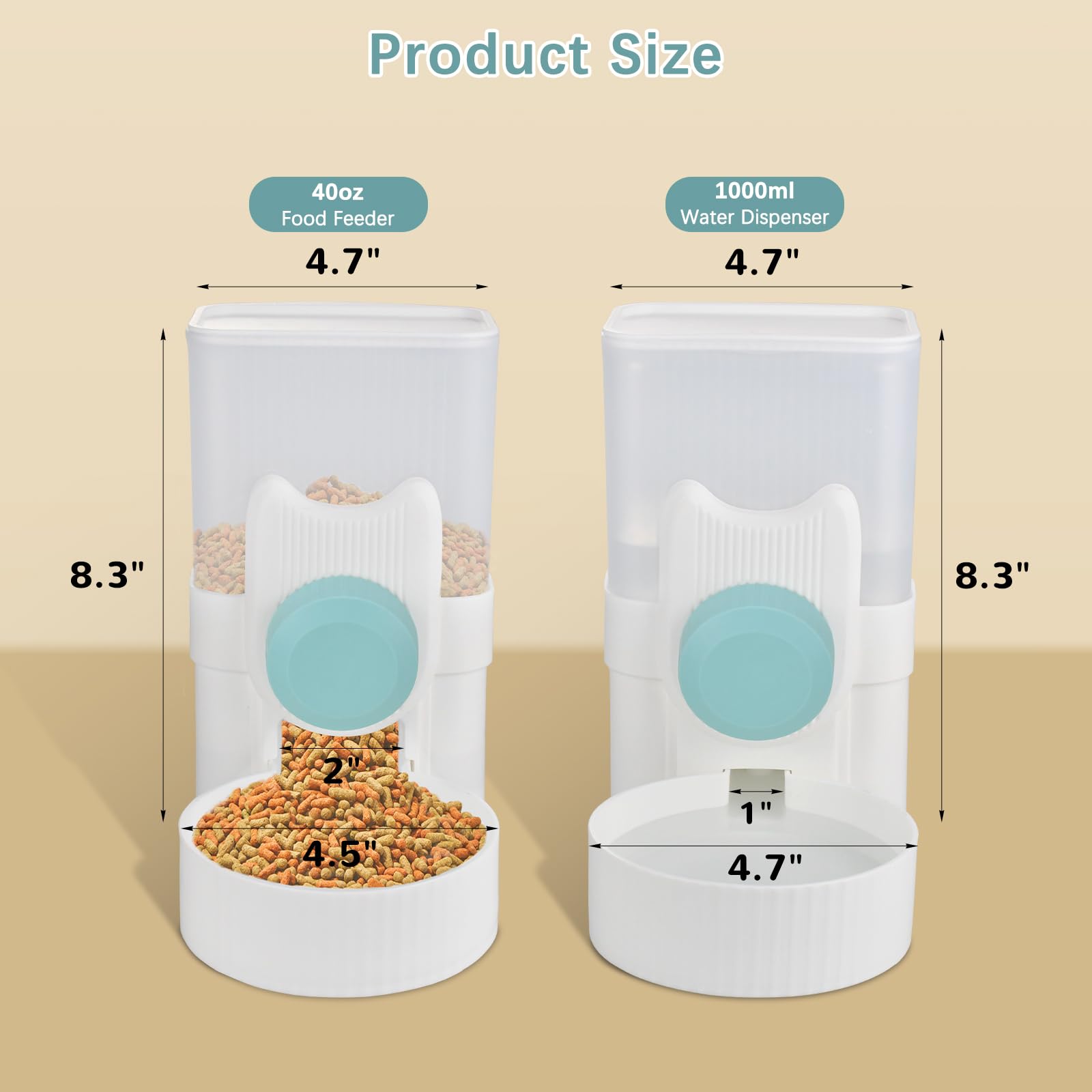 Vehomy Automatic Hanging Food and Water Dispenser for Small Pets - Rabbit, Chinchilla, Guinea Pig, Hedgehog, Ferret - Blue | Perfect for Cage, Hutch, and Indoor/Outdoor Use