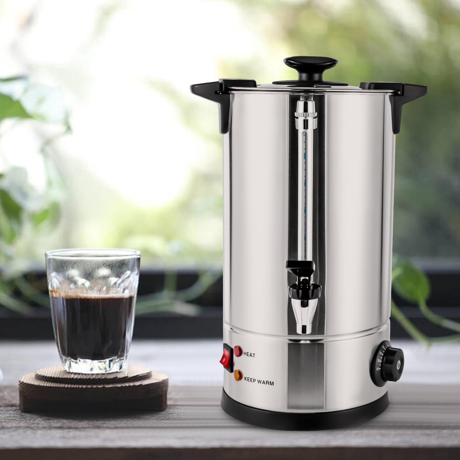 60 Cup Electric Coffee Percolator - 10L Commercial Brewer for Coffee, Tea & Hot Chocolate - Perfect for Offices & Events